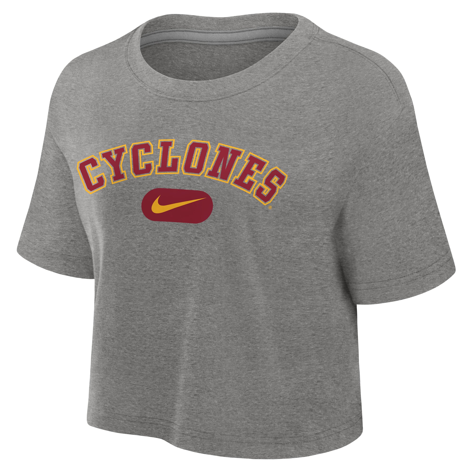 Women's Nike Heather Gray Iowa State Cyclones Dri-FIT Cropped T-Shirt