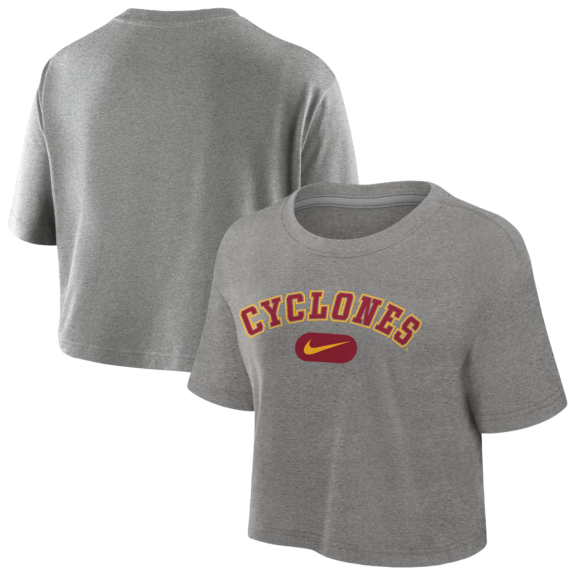 Women's Nike Heather Gray Iowa State Cyclones Dri-FIT Cropped T-Shirt