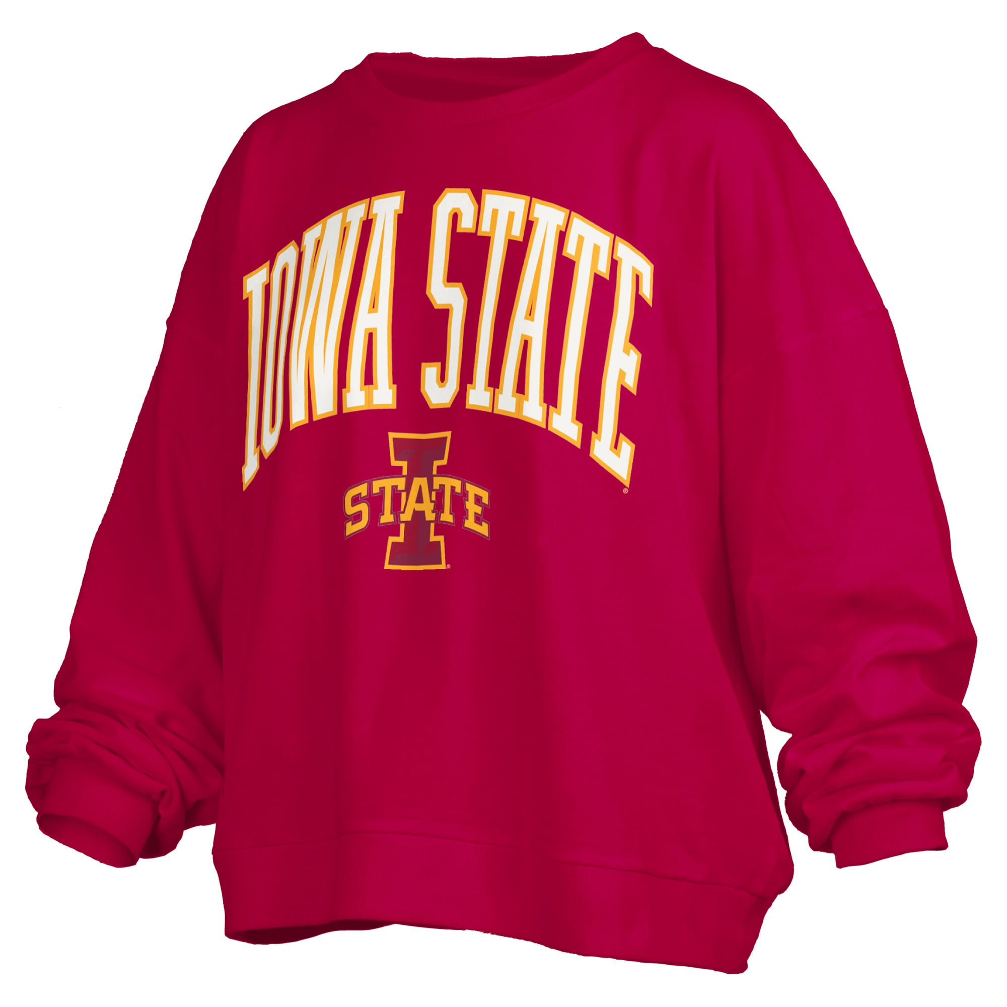 Sweat-shirt polaire oversize Pressbox Cardinal Iowa State Cyclones Janise Arch Over avec logo pour femme