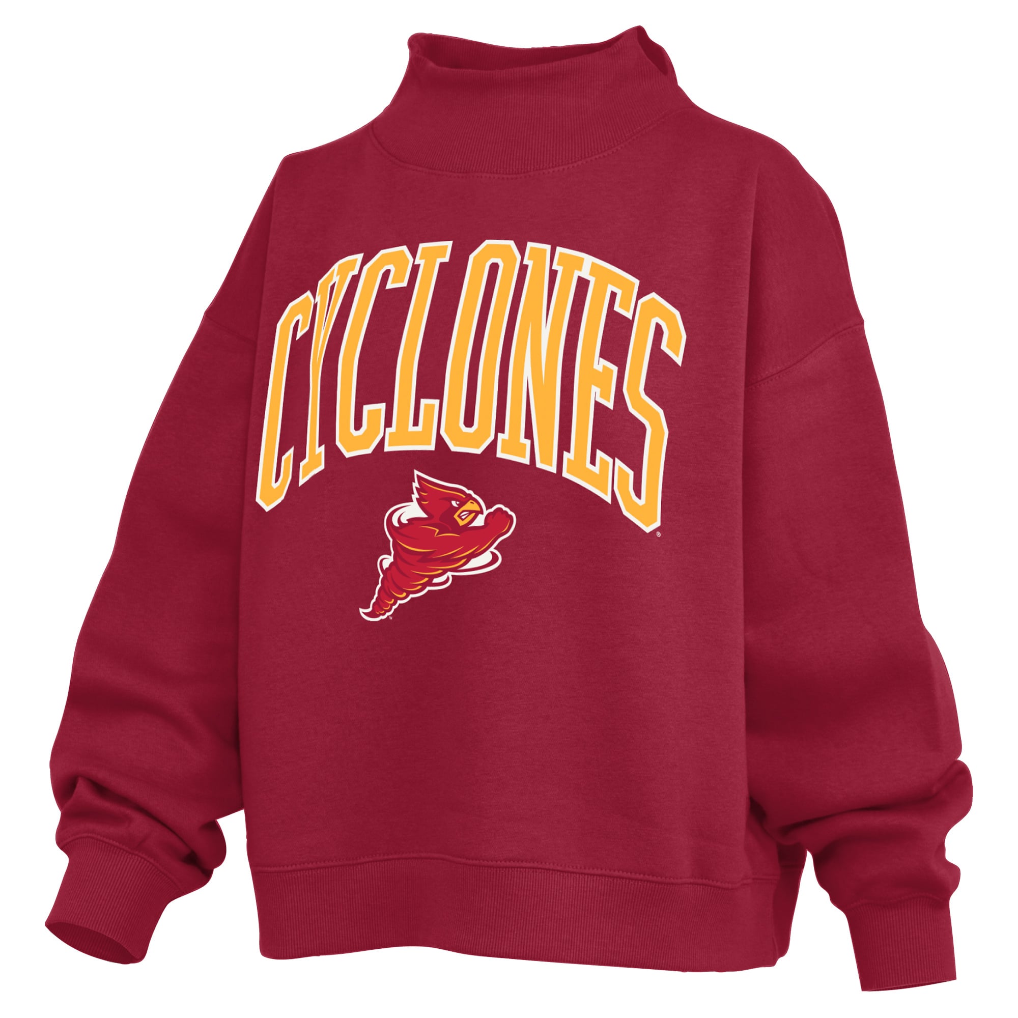 Sweat-shirt à col montant oversize en polaire avec slogan Pressbox Cardinal Iowa State Cyclones pour femmes