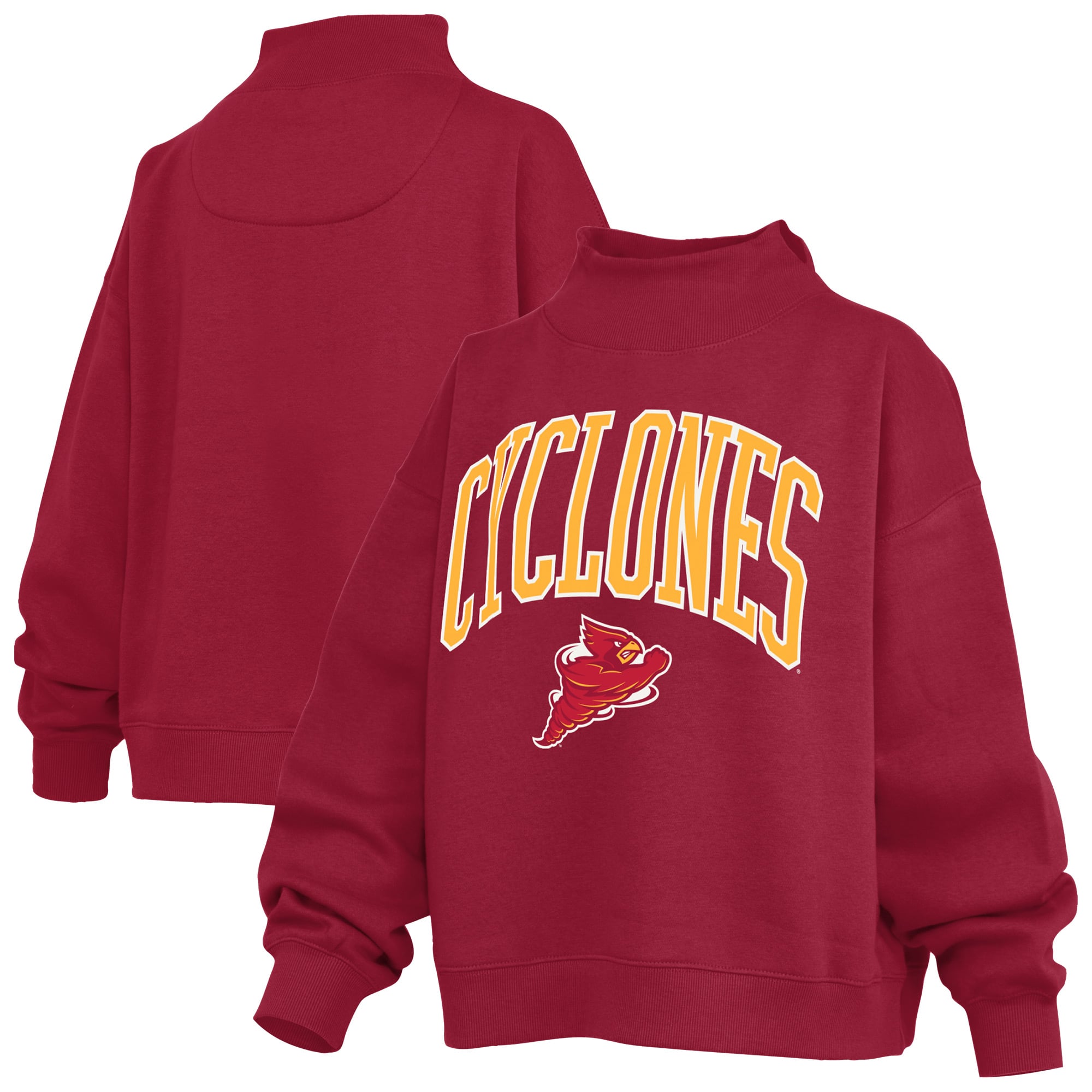 Sweat-shirt à col montant oversize en polaire avec slogan Pressbox Cardinal Iowa State Cyclones pour femmes