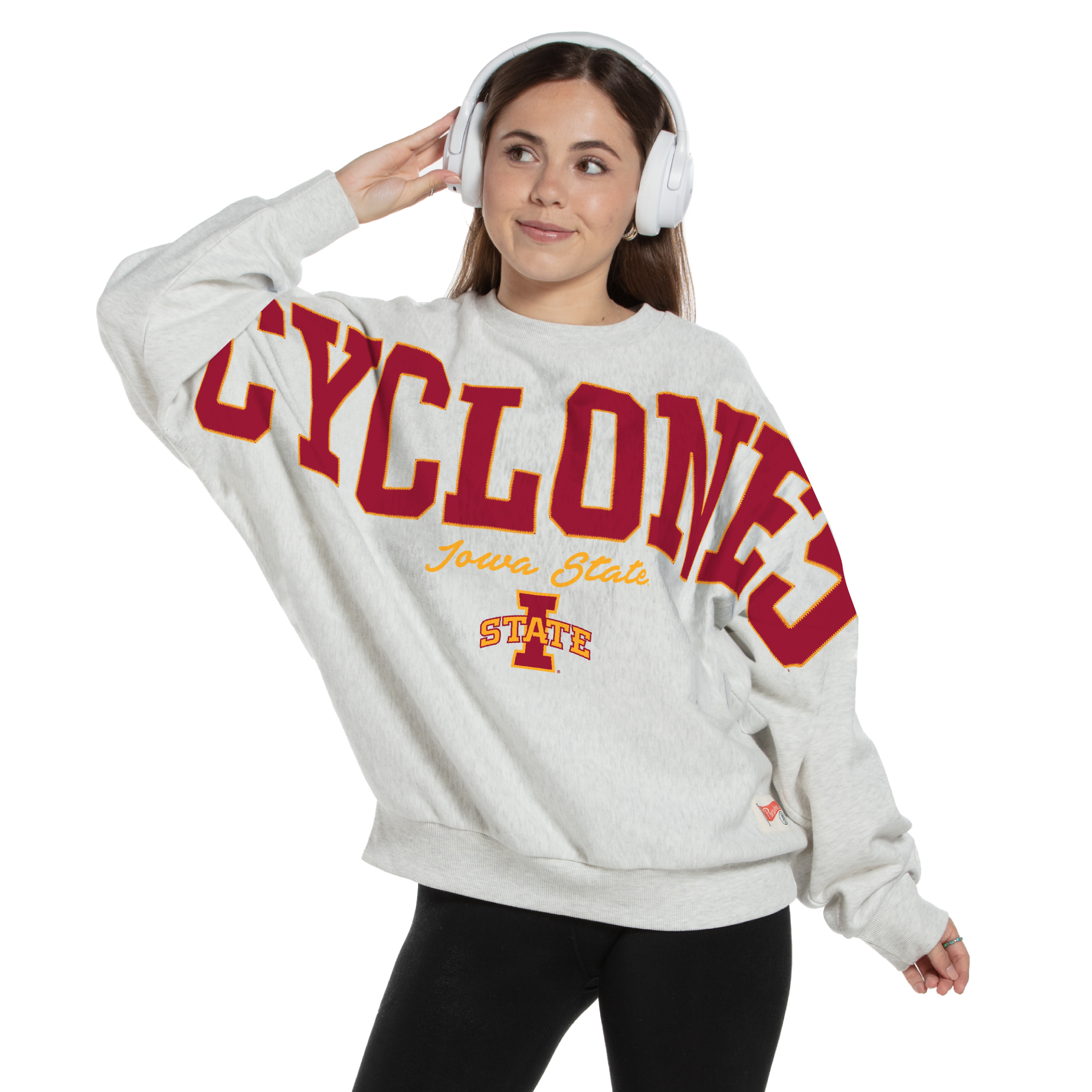 Sweat-shirt oversize en flanelle gris chiné pour femme, Iowa State Cyclones