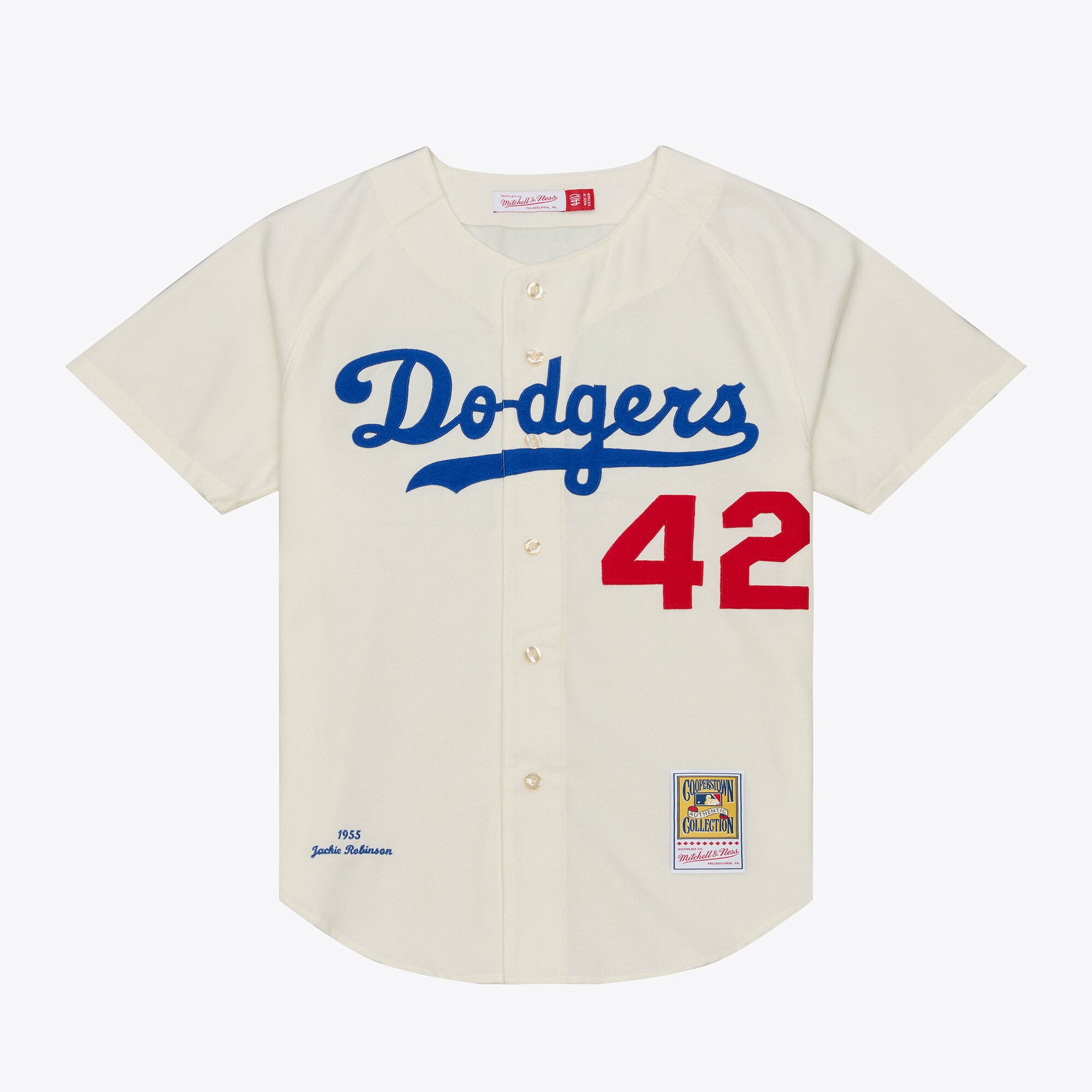 Jackie Robinson Brooklyn Dodgers 1955 White Authentic Player Jersey