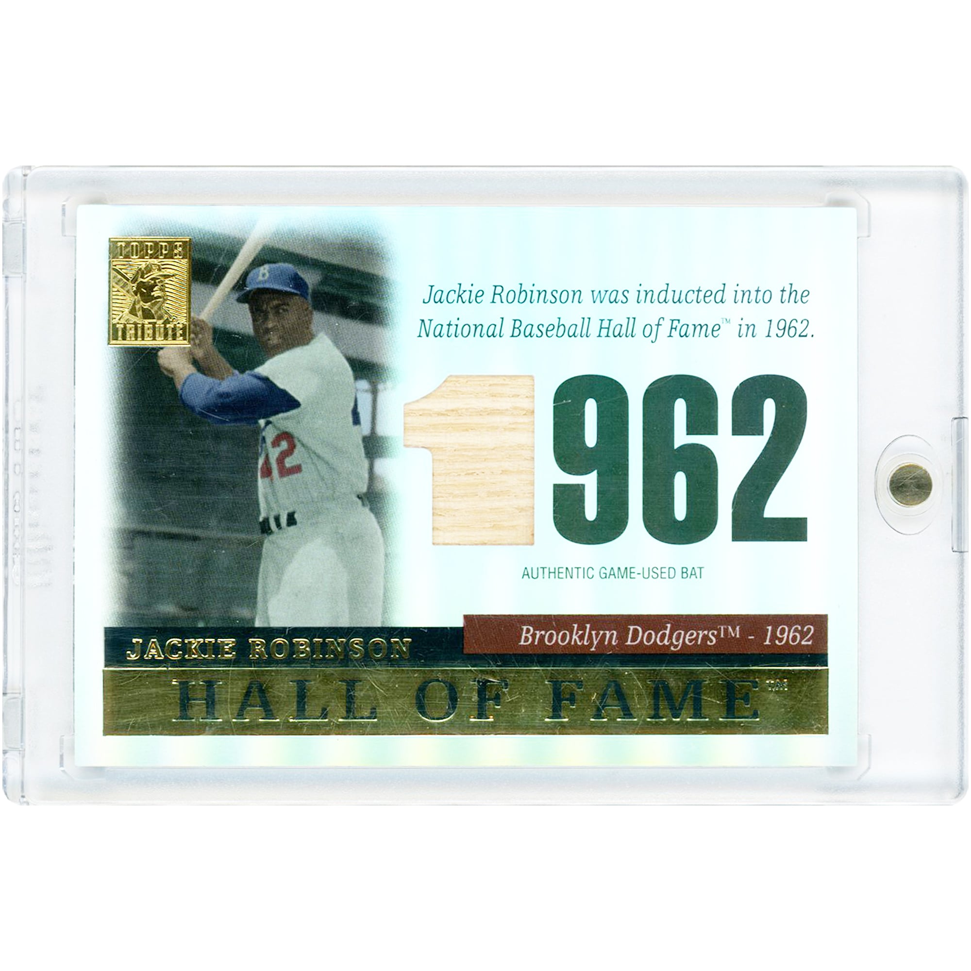 Carte Jackie Robinson Brooklyn Dodgers 2004 Topps Tribute Hall Of Fame Game Used Bat Relic #TR-JR