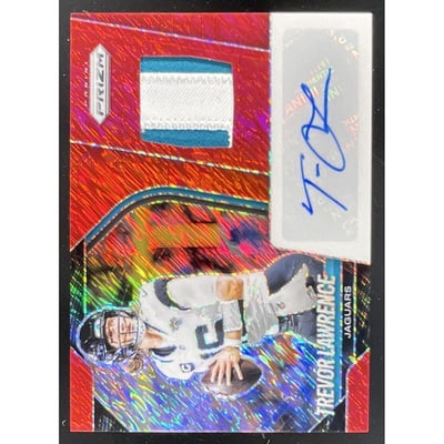 2025 Prizm Patch Red Shimmer Prizm #PAU-TLE Trevor Lawrence Auto /35