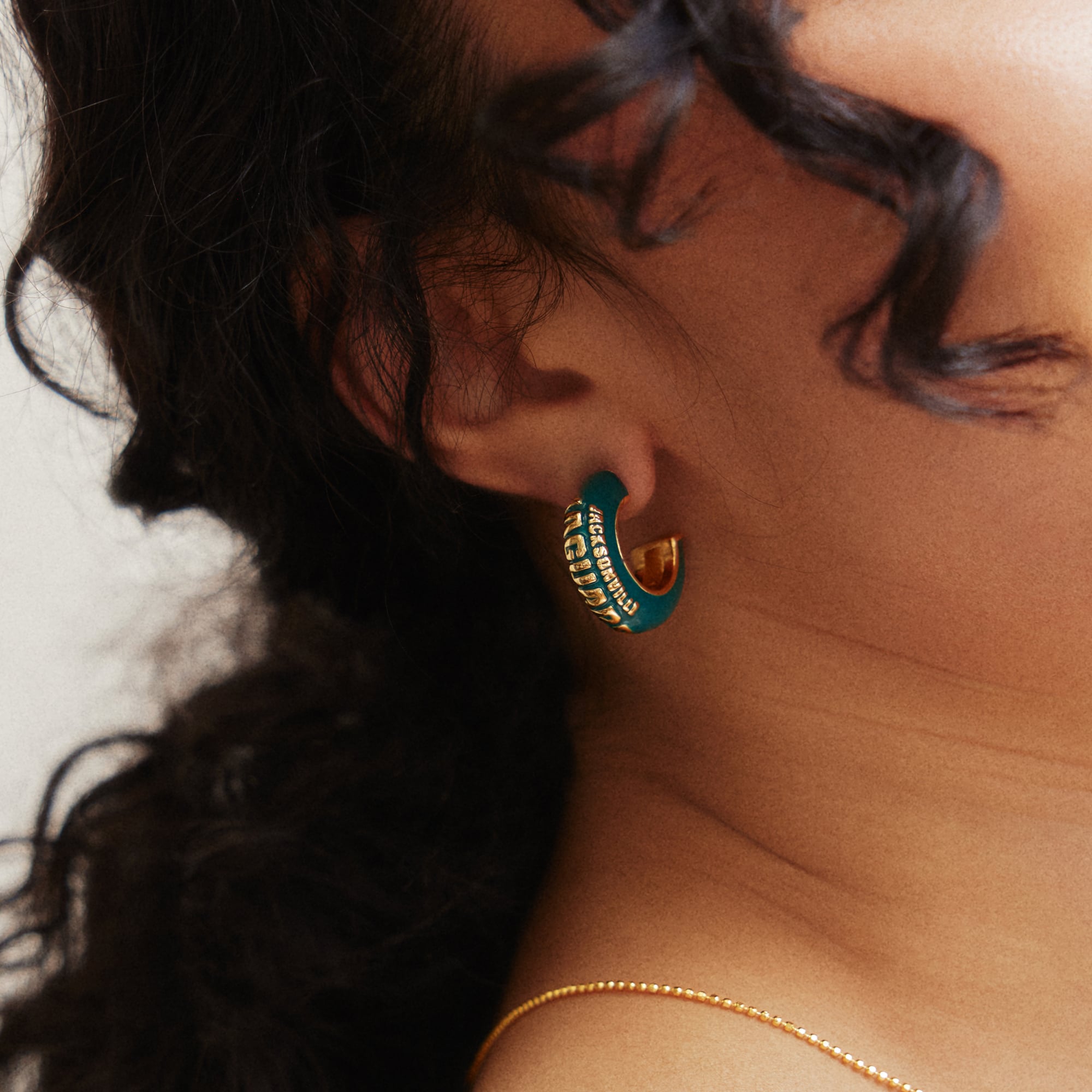 BaubleBar Jacksonville Jaguars Puffy Enamel Hoop Earrings