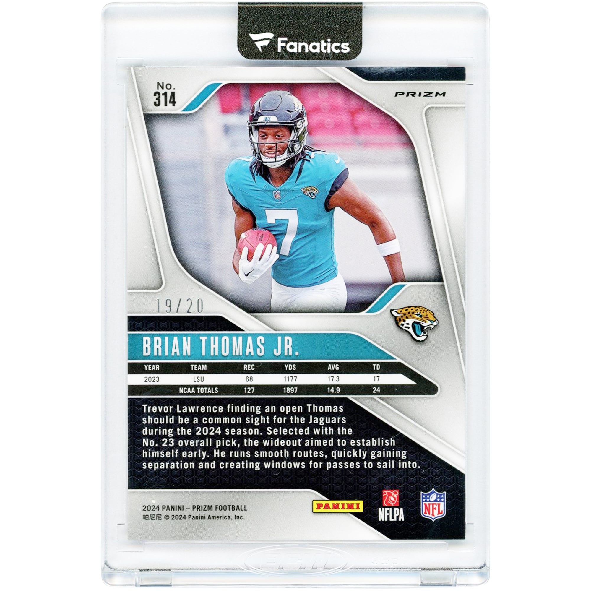Brian Thomas Jr. Jacksonville Jaguars 2024 Panini Prizm Red Scope Prizm #314 #19/20 Rookie Card