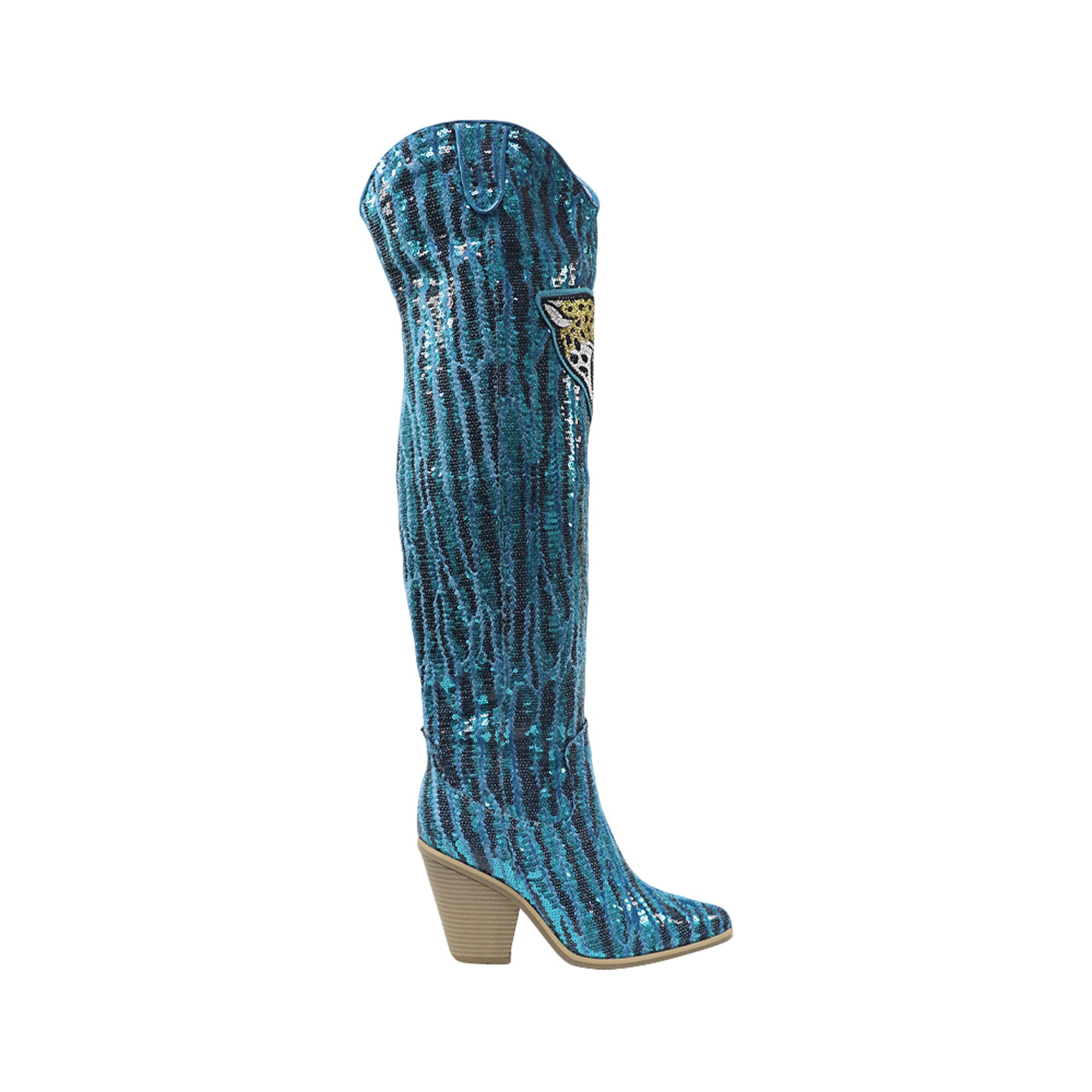 FABGATING by Cuce  Jacksonville Jaguars Over-the-Knee Two-Tone Sequin Boots