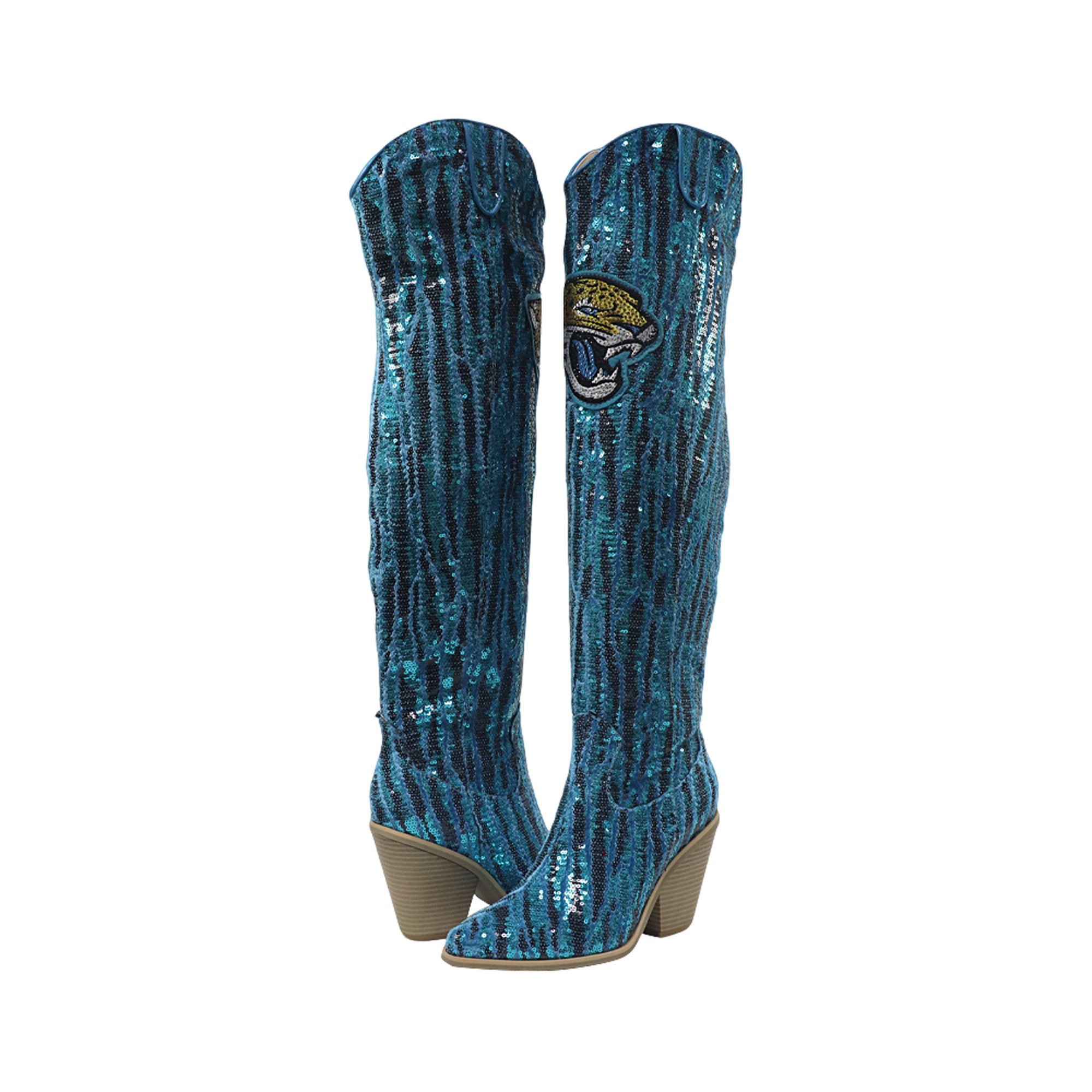 FABGATING by Cuce  Jacksonville Jaguars Over-the-Knee Two-Tone Sequin Boots