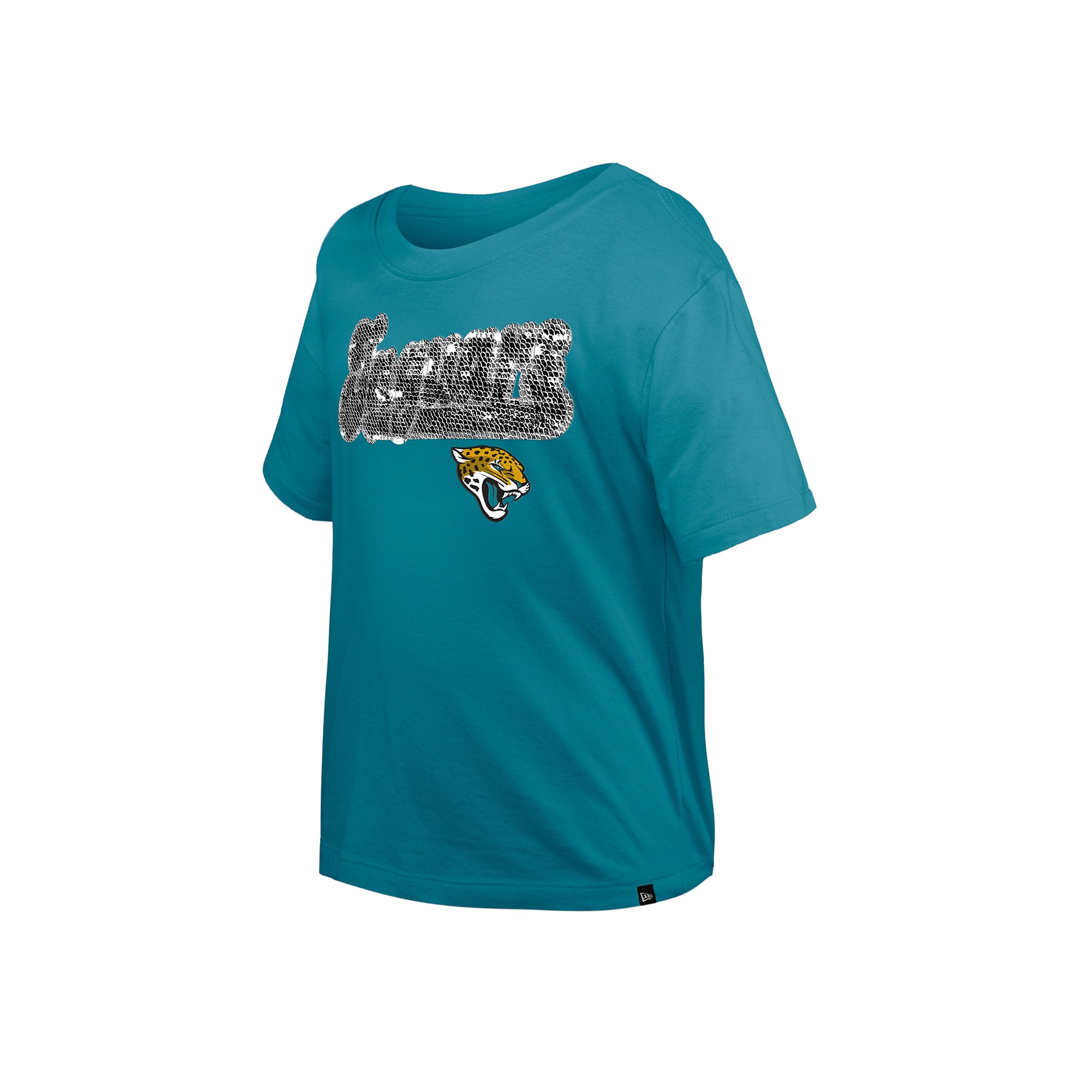 T-shirt à paillettes réversibles New Era bleu sarcelle Jacksonville Jaguars pour filles