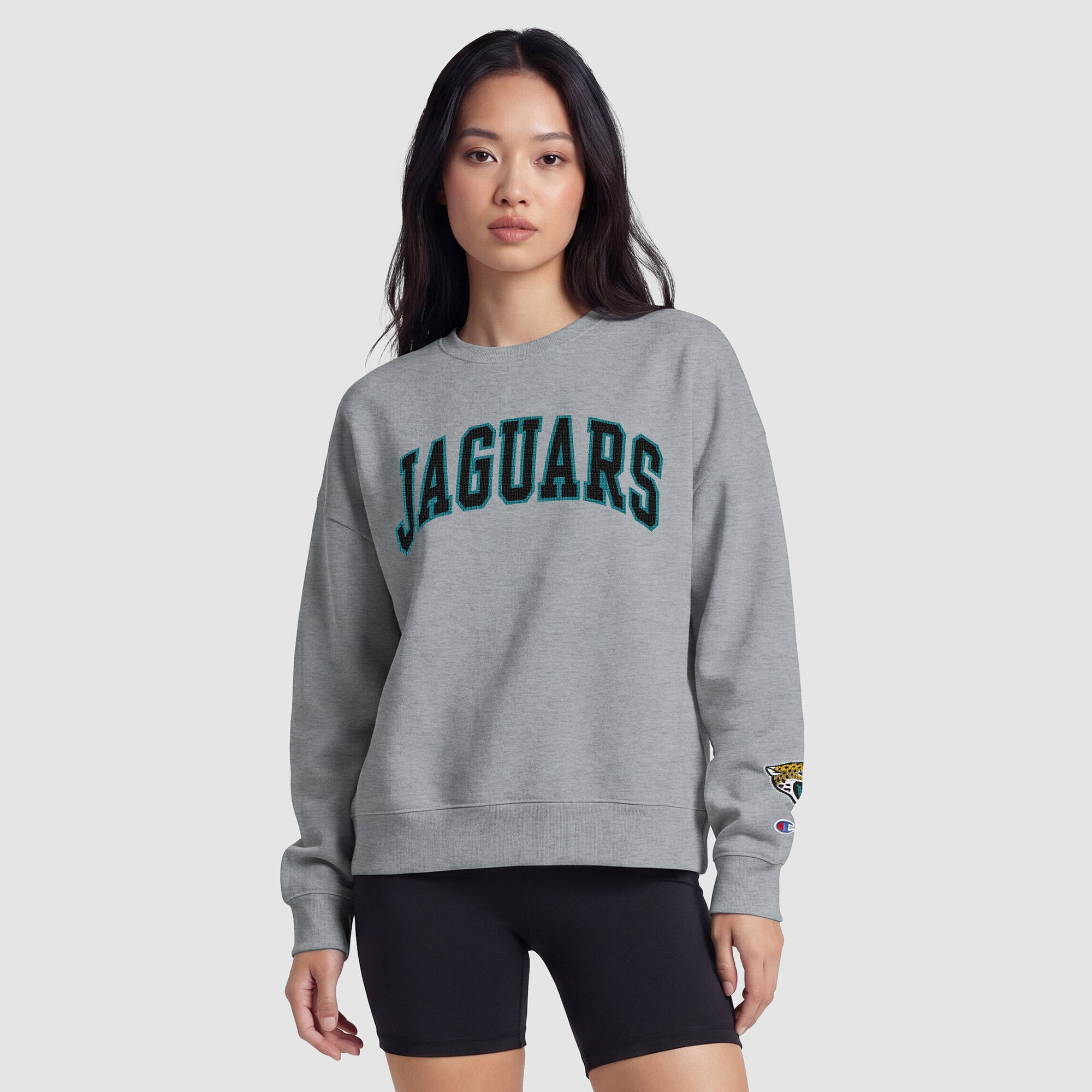 Sweat-shirt à doublure contrastée pour femme, modèle Champion des Jaguars de Jacksonville - Gris chiné