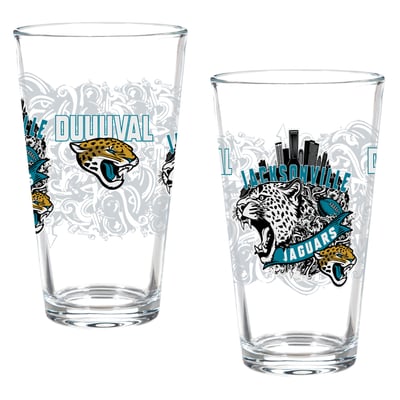 Jacksonville Jaguars Hometown Series 16oz Pint Glass 2-Piece Set with Gift Box