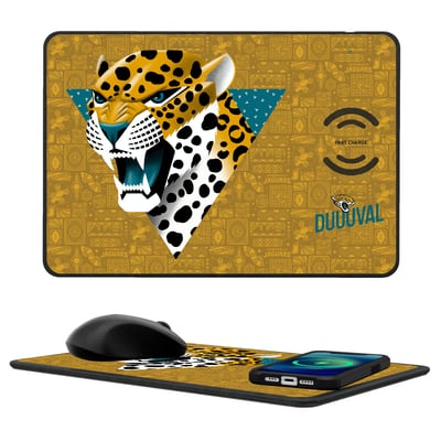 Jacksonville Jaguars Keyscaper 2024 Illustrated 15W Fast Wireless Charger and Mouse Pad