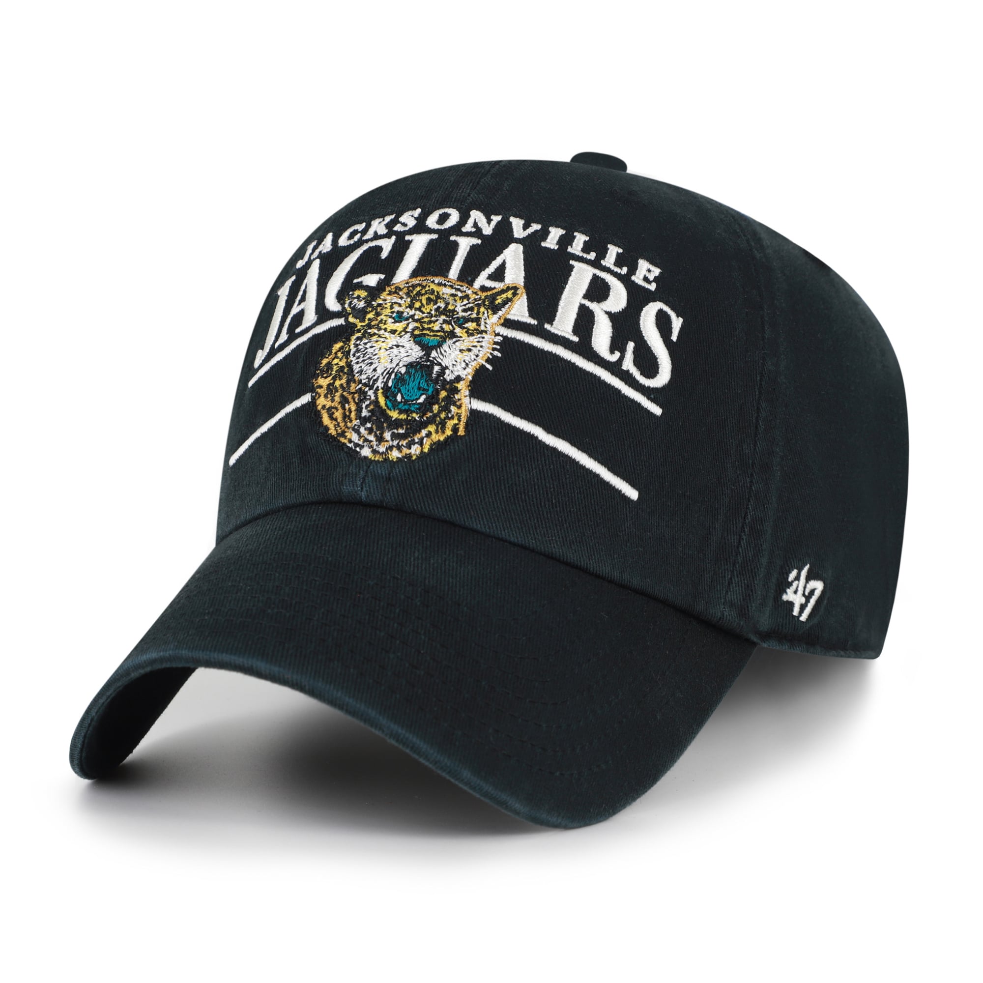 Men's '47 Black Jacksonville Jaguars Throwback Graphic Clean Up Adjustable Hat