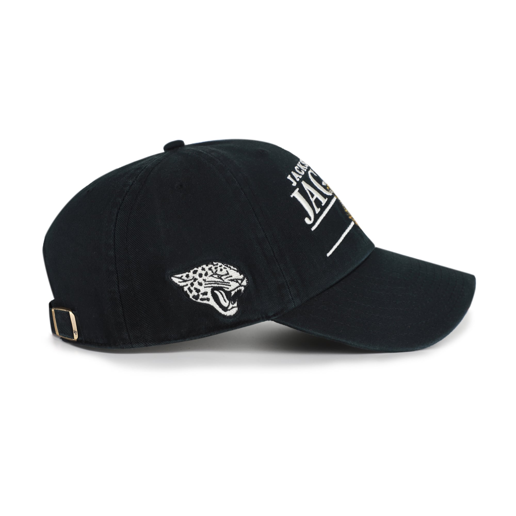 Men's '47 Black Jacksonville Jaguars Throwback Graphic Clean Up Adjustable Hat