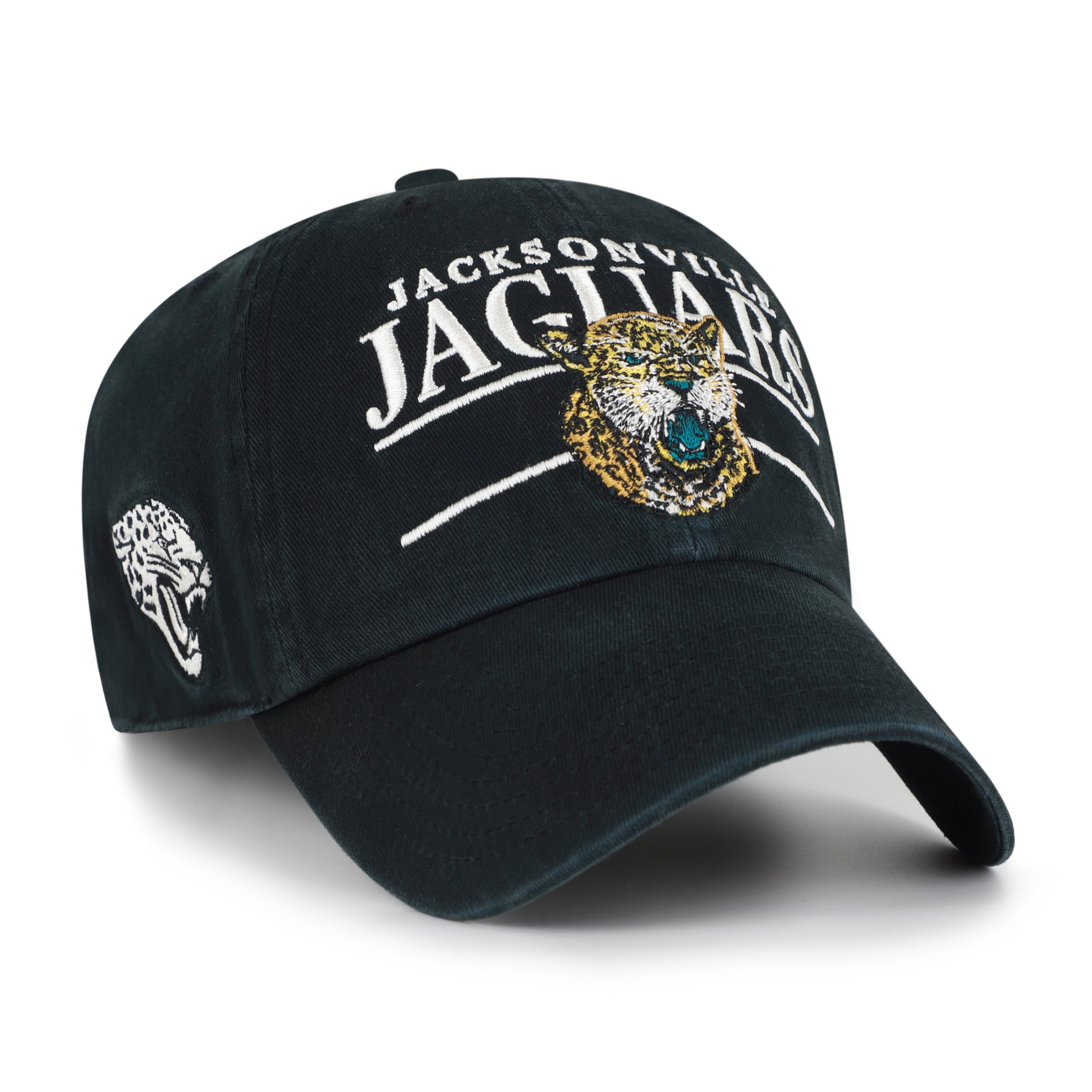 Men's '47 Black Jacksonville Jaguars Throwback Graphic Clean Up Adjustable Hat