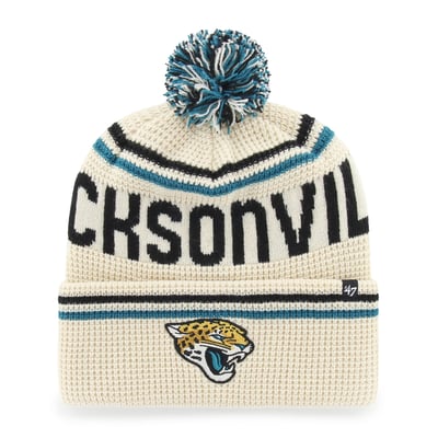  Jacksonville Jaguars '47 Quattrle Cuffed Knit Hat with Pom - Natural