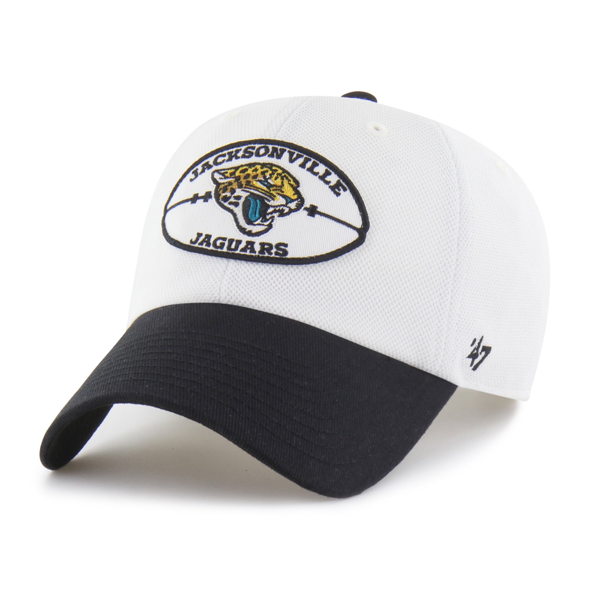 Men's '47 White/Black Jacksonville Jaguars Pique Patch Clean Up Adjustable Hat