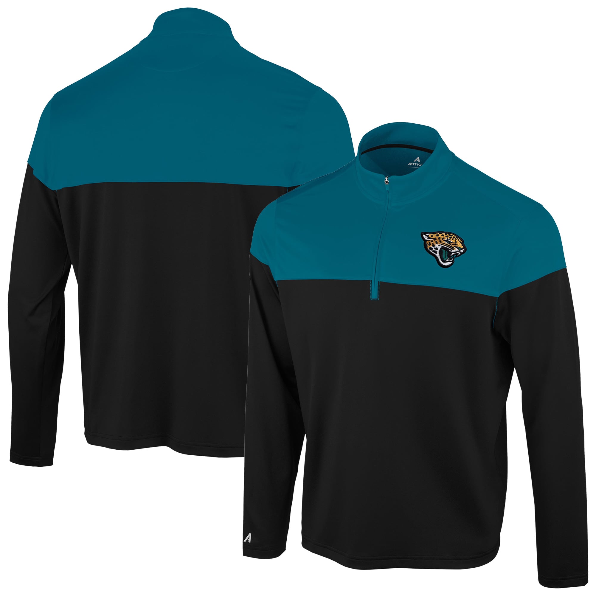 Pull à col zippé Antigua noir/turquoise Jacksonville Jaguars pour homme