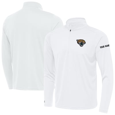 Jacksonville Jaguars Antigua  Personalized Tribute Quarter-Zip Pullover - White