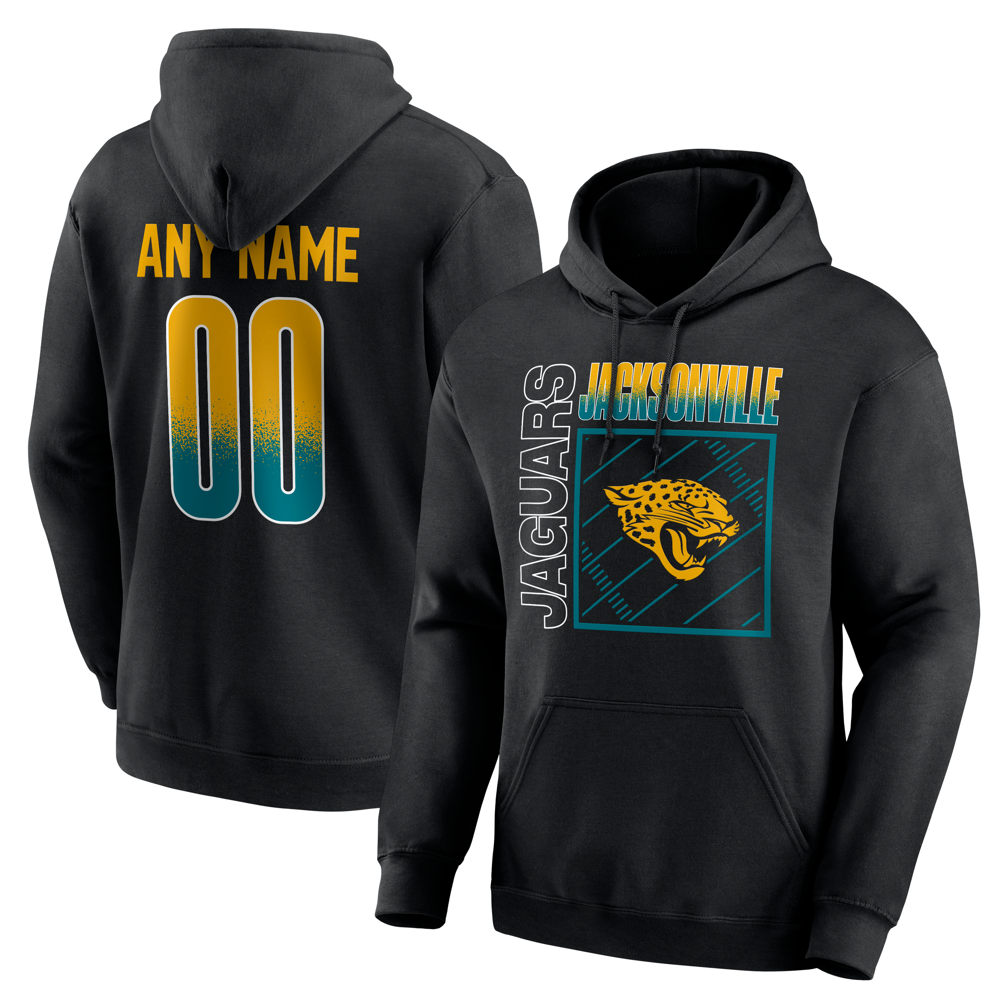 Men's Black Jacksonville Jaguars Home Field Pop Personalized Name & Number Hoodie
