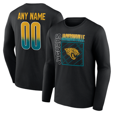 T-shirt à manches longues personnalisé avec nom et numéro, Jacksonville Jaguars Home Field Pop - Noir
