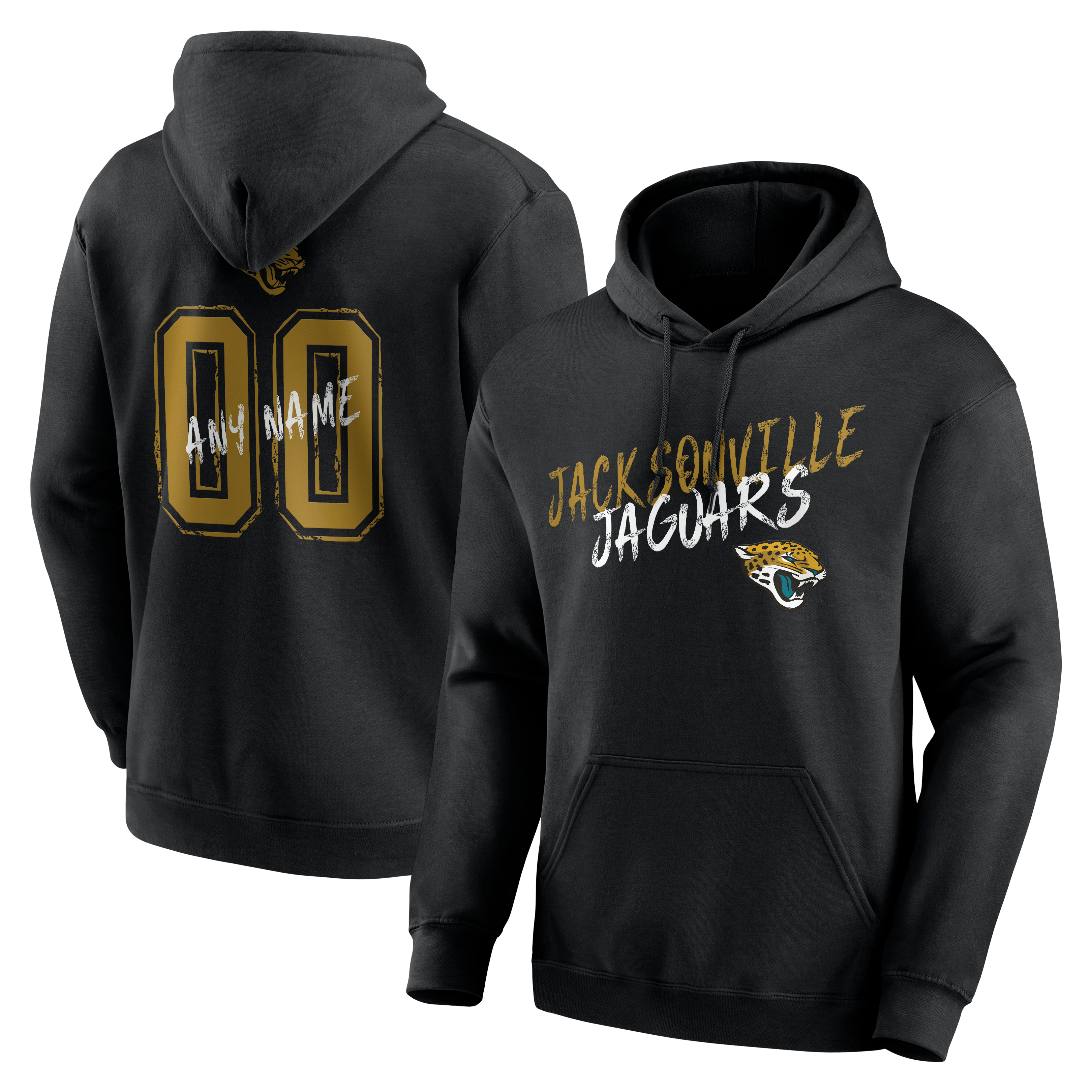 Men's Black Jacksonville Jaguars Hustle Personalized Name & Number Hoodie