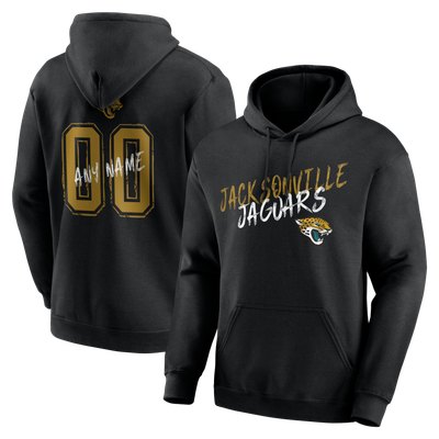 Sweat à capuche personnalisé Jacksonville Jaguars Hustle avec nom et numéro - Noir