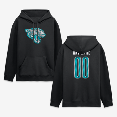 Jacksonville Jaguars  Metallic Mascot Personalized Name & Number Hoodie - Black