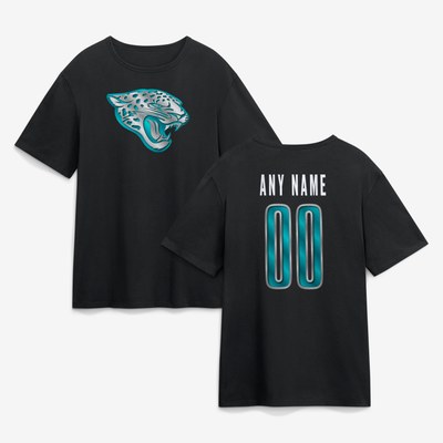 Jacksonville Jaguars  Metallic Mascot Personalized Name & Number T-Shirt - Black