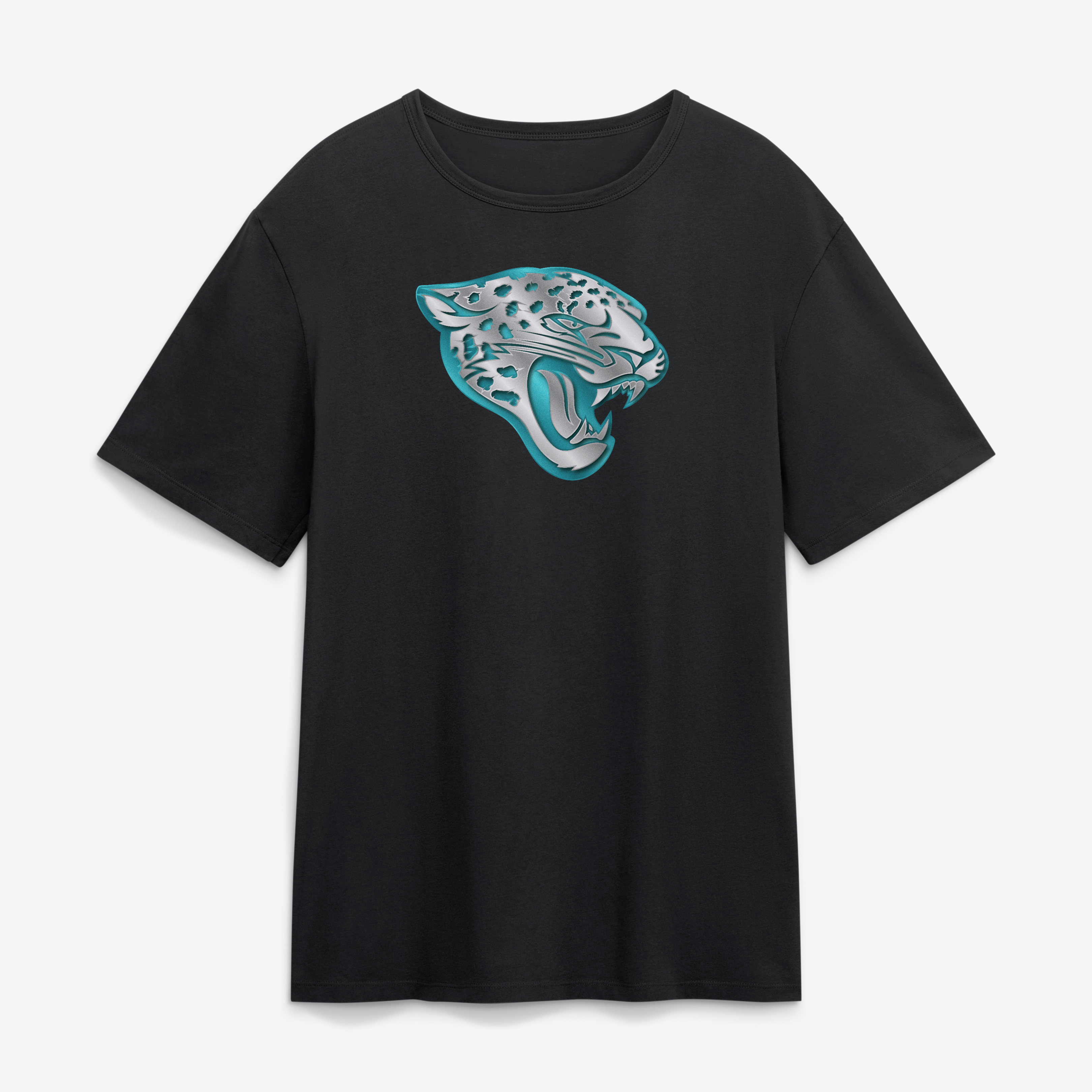 T-shirt noir pour homme avec mascotte métallique des Jaguars de Jacksonville