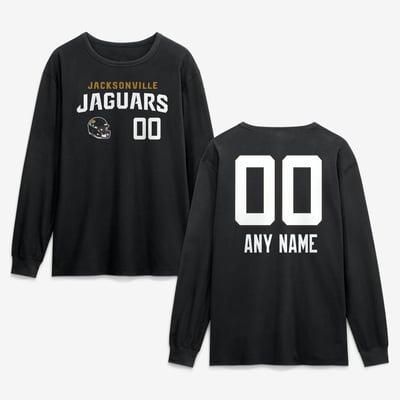 Jacksonville Jaguars  Touchdown Wordmark Personalized Name & Number Long Sleeve T-Shirt - Black
