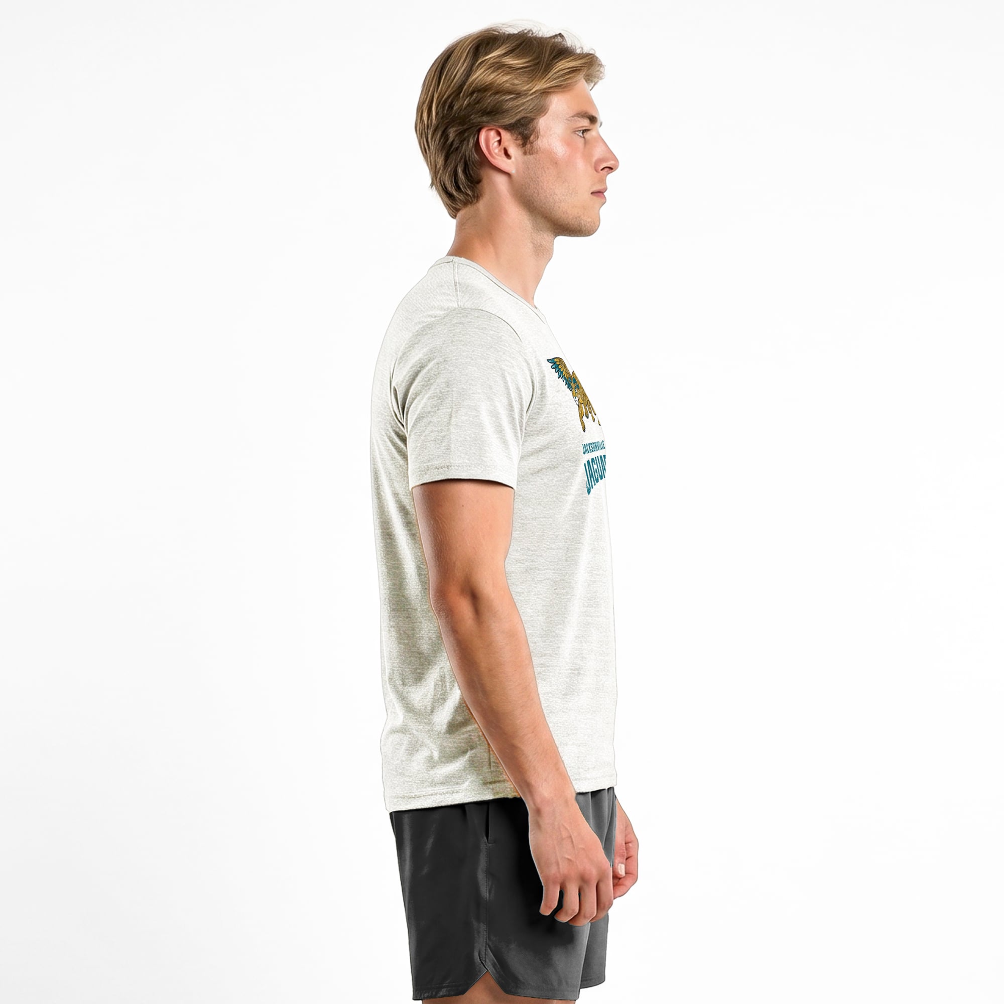 Men's Disney x Champion Cream Jacksonville Jaguars Pepita Tri-Blend T-Shirt