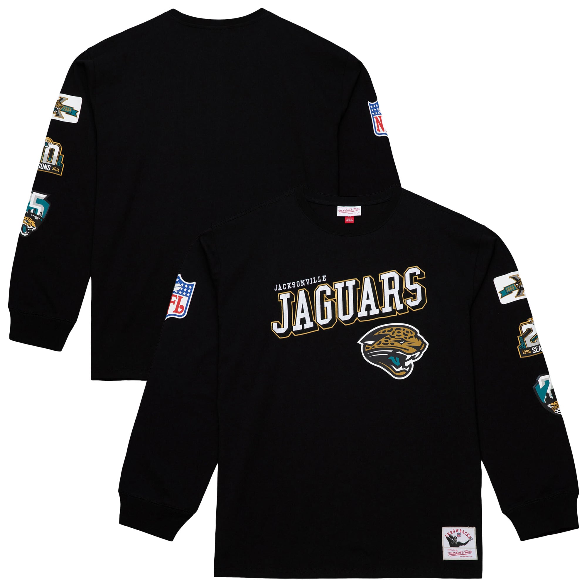 Men's Mitchell & Ness  Black Jacksonville Jaguars Training Camp Vintage Logos Long Sleeve T-Shirt