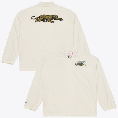  Jacksonville Jaguars Mitchell & Ness Retro Roots Full-Snap Coaches Jacket - Cream