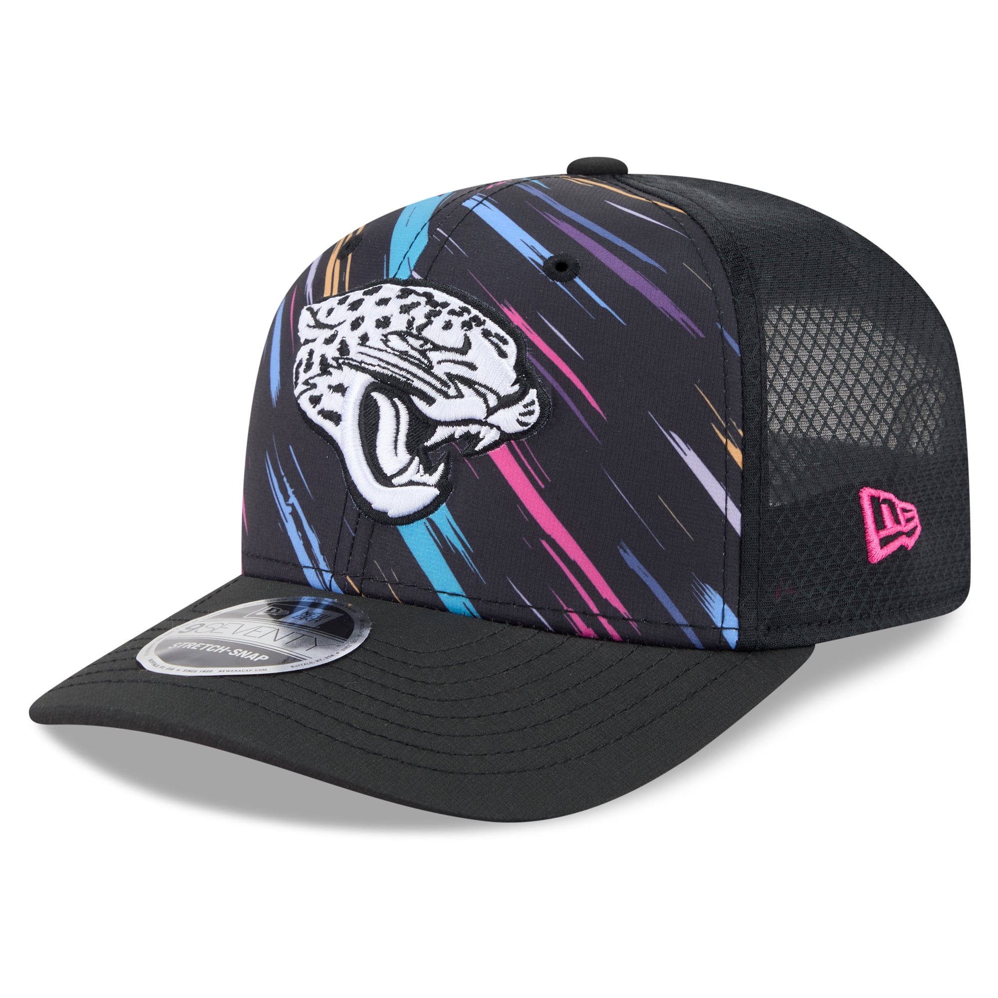 Men's New Era Black Jacksonville Jaguars 2026 NFL Crucial Catch 9SEVENTY Adjustable Trucker Hat