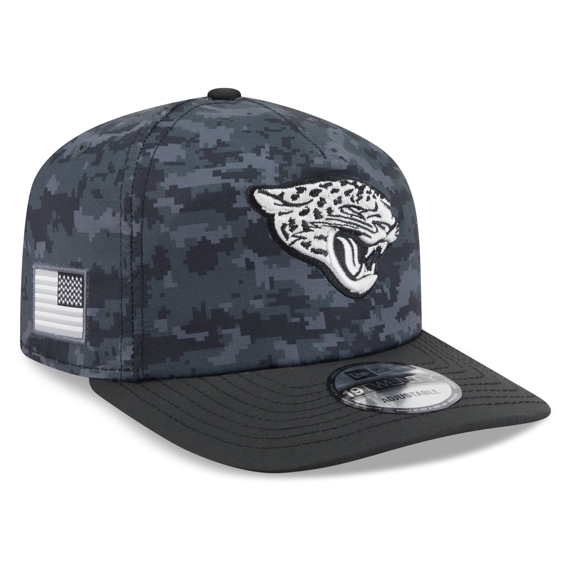 Casquette ajustable New Era noire Jacksonville Jaguars 2026 Salute To Service 19TWENTY pour homme