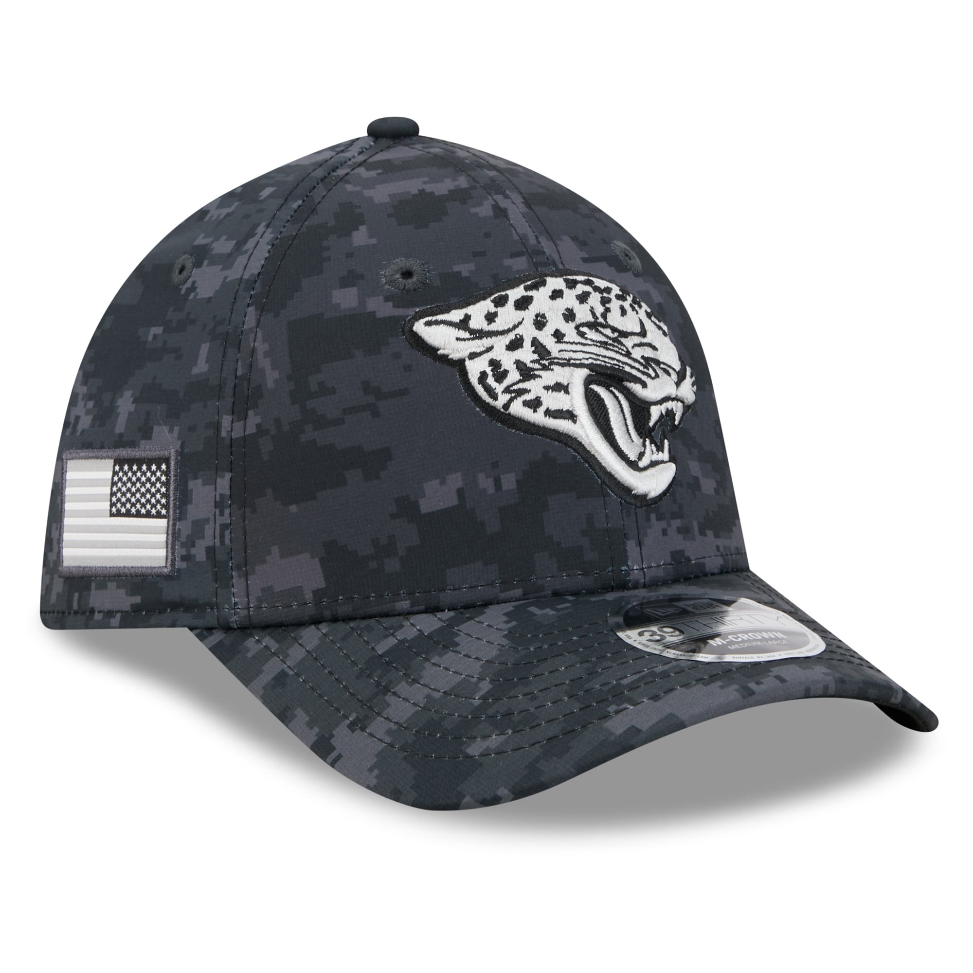 Casquette extensible New Era noire Jacksonville Jaguars 2026 Salute To Service 39THIRTY M-Crown pour homme
