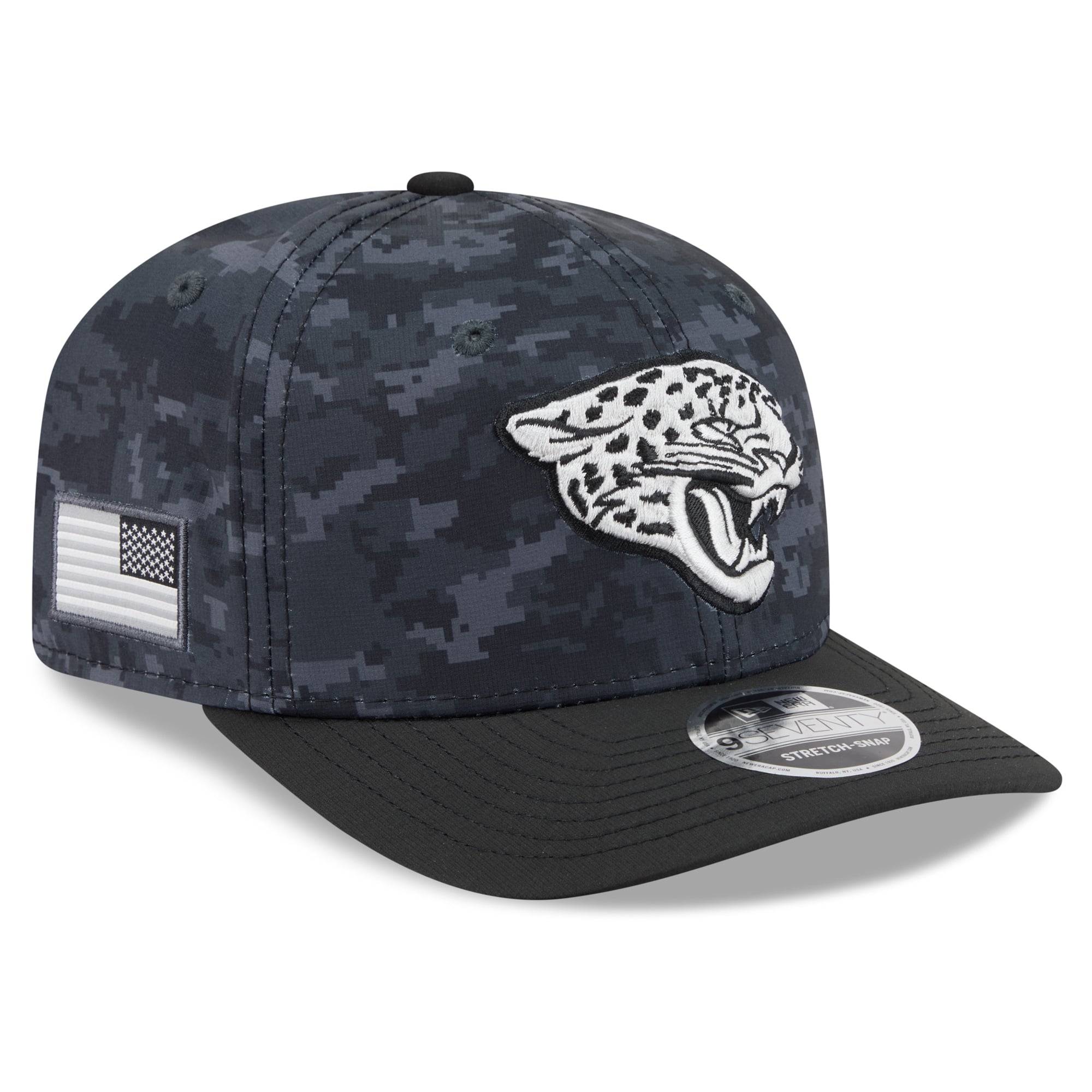 Casquette ajustable New Era noire Jacksonville Jaguars 2026 Salute To Service 9SEVENTY pour homme