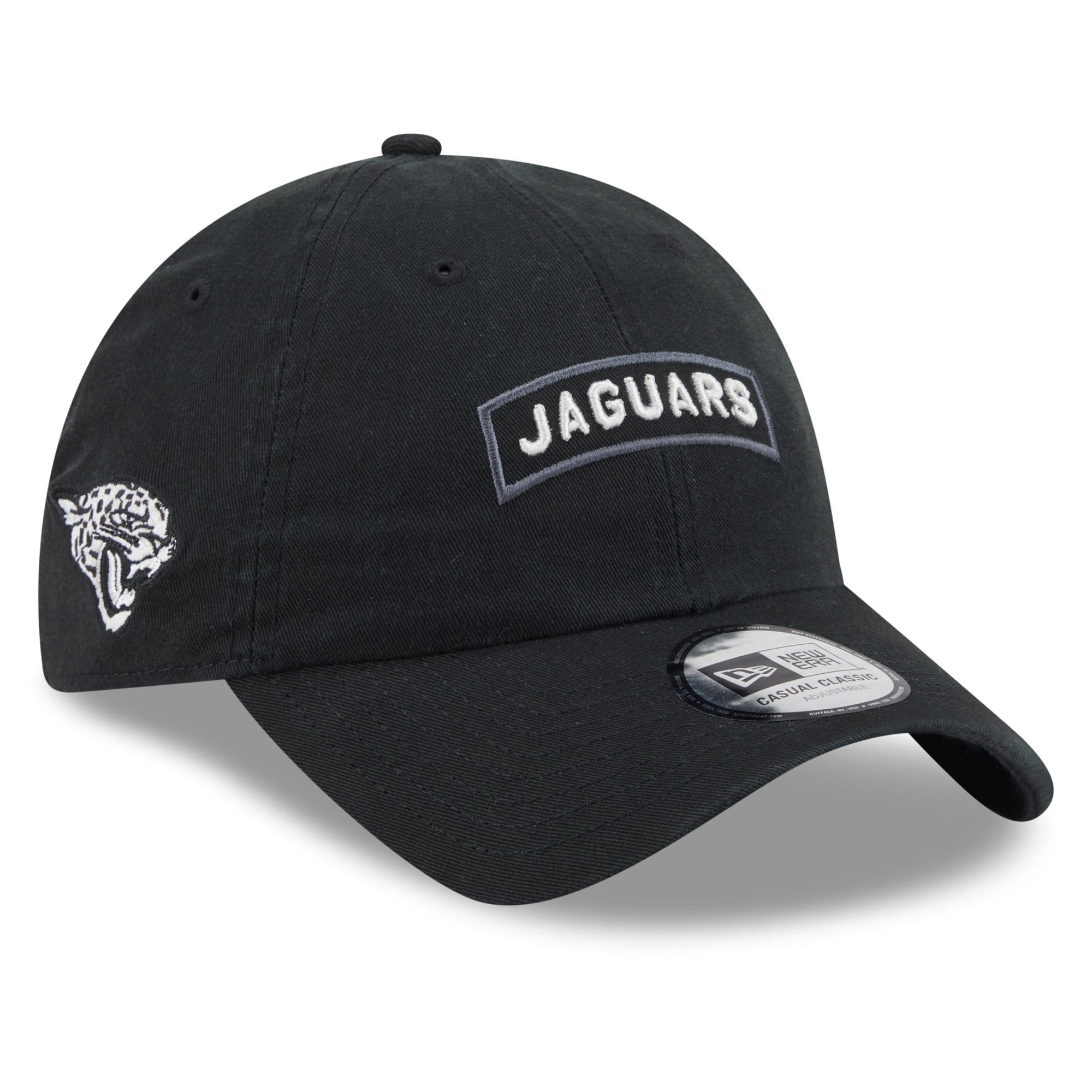 Casquette New Era noire pour homme, Jacksonville Jaguars 2026 Salute To Service, style classique décontracté et ajustable