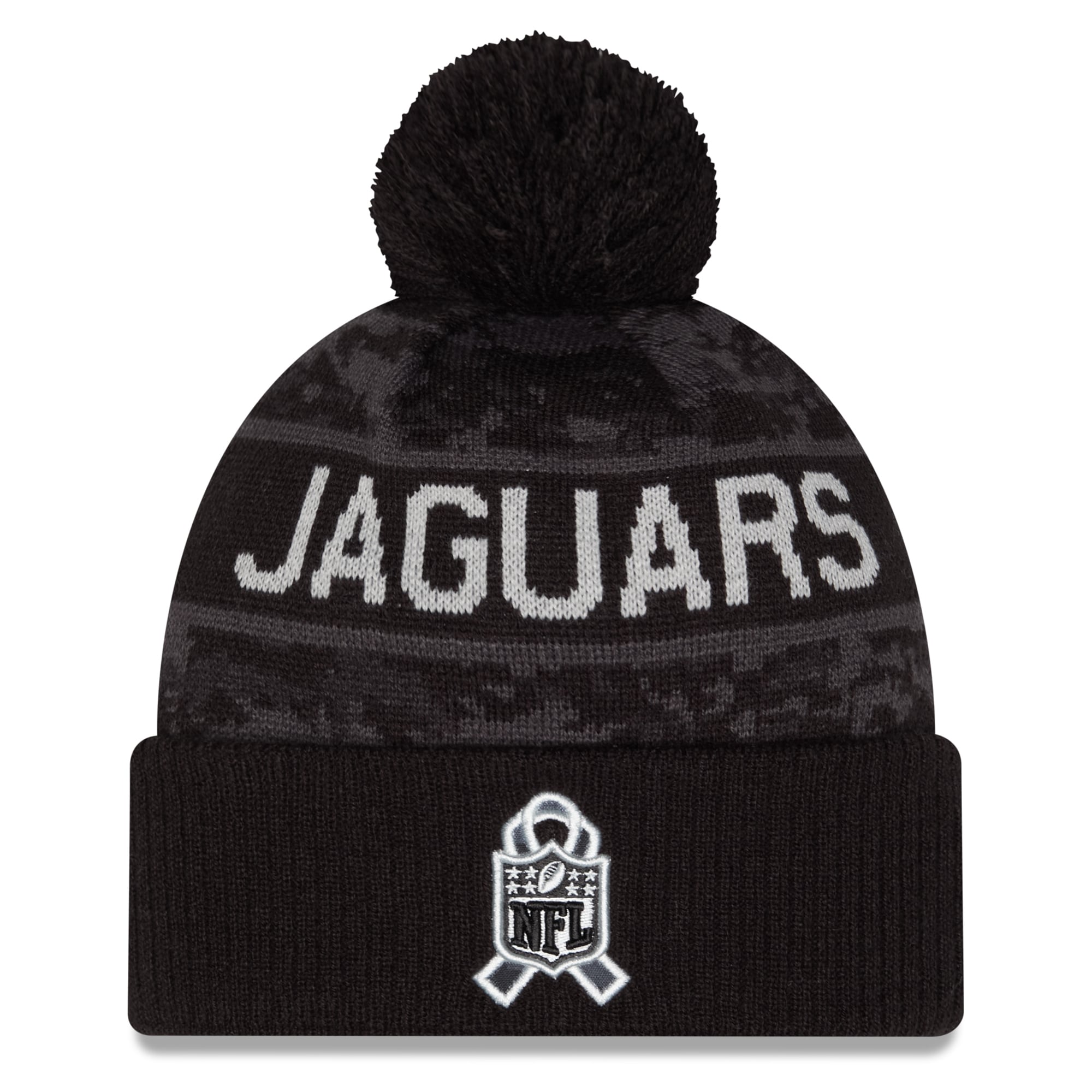 Bonnet à revers New Era noir pour homme, Jacksonville Jaguars 2026 Salute To Service, avec pompon