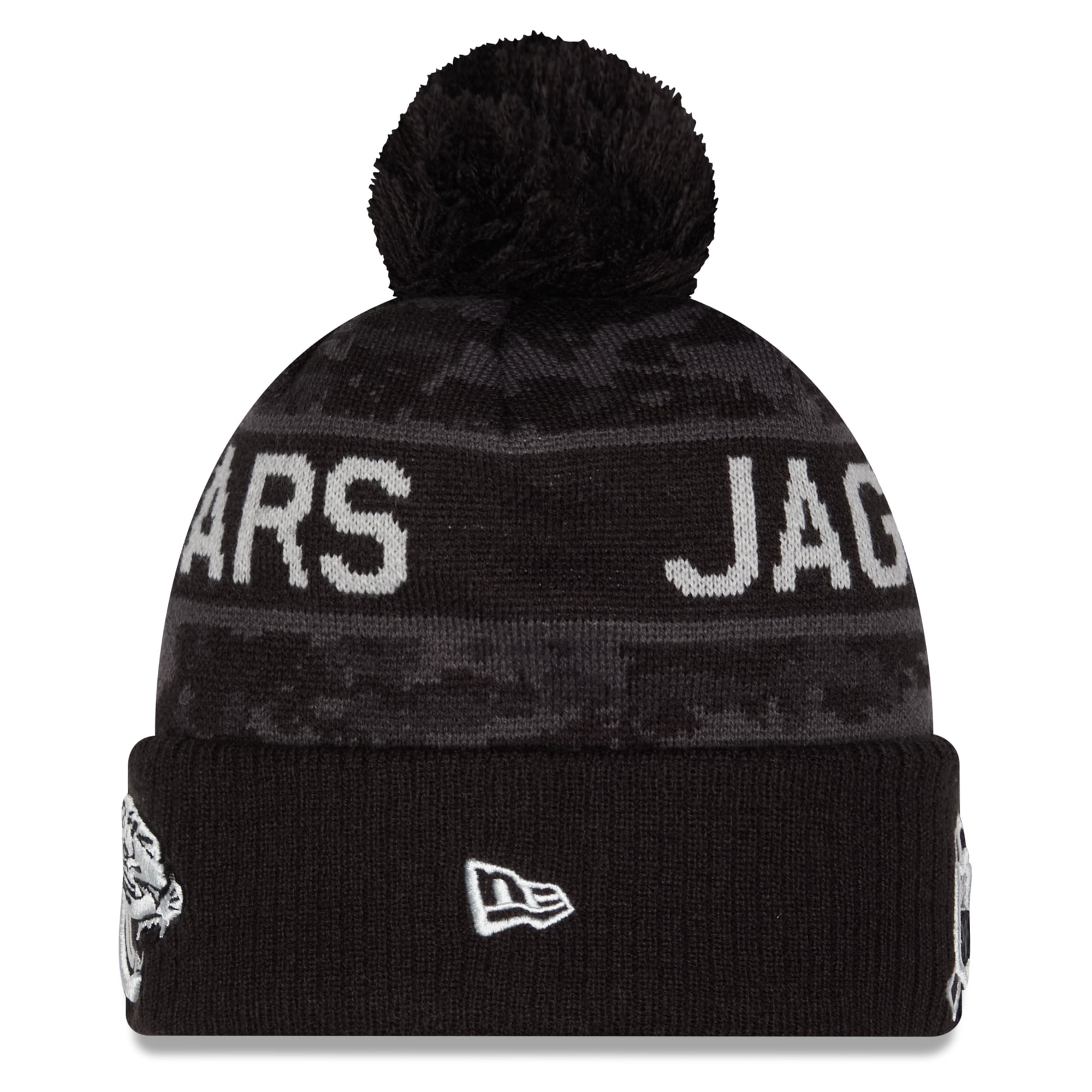 Bonnet à revers New Era noir pour homme, Jacksonville Jaguars 2026 Salute To Service, avec pompon