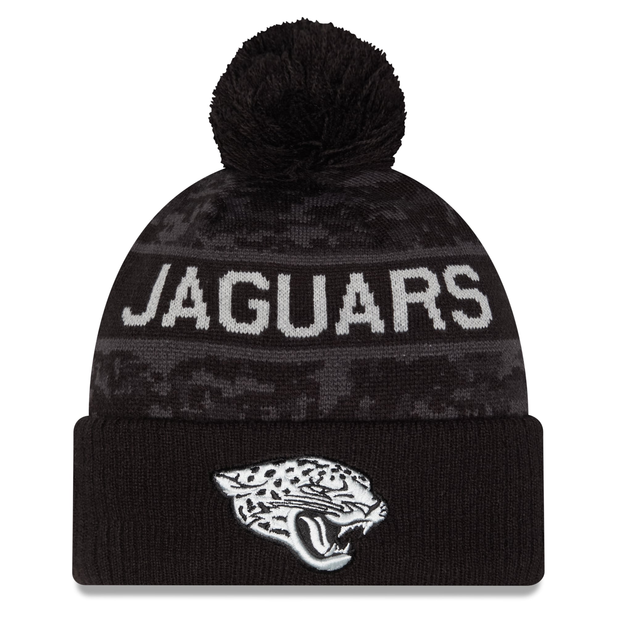 Bonnet à revers New Era noir pour homme, Jacksonville Jaguars 2026 Salute To Service, avec pompon