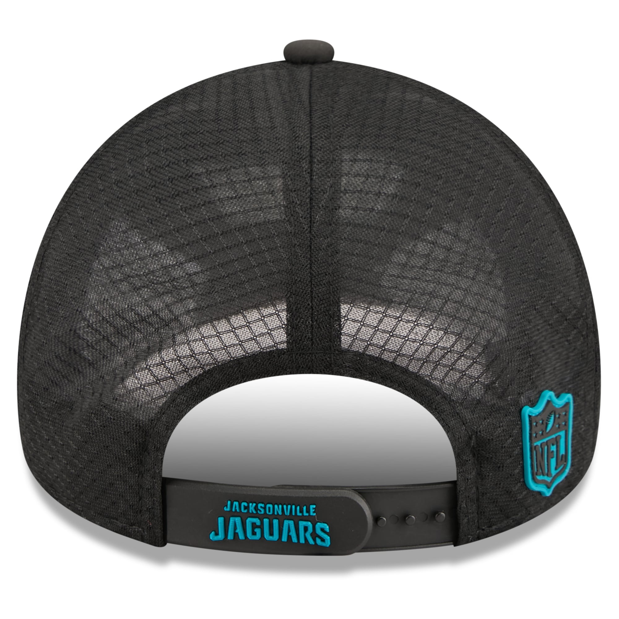Men's New Era Black Jacksonville Jaguars 2026 Sideline Apex 9FORTY Adjustable Trucker Hat