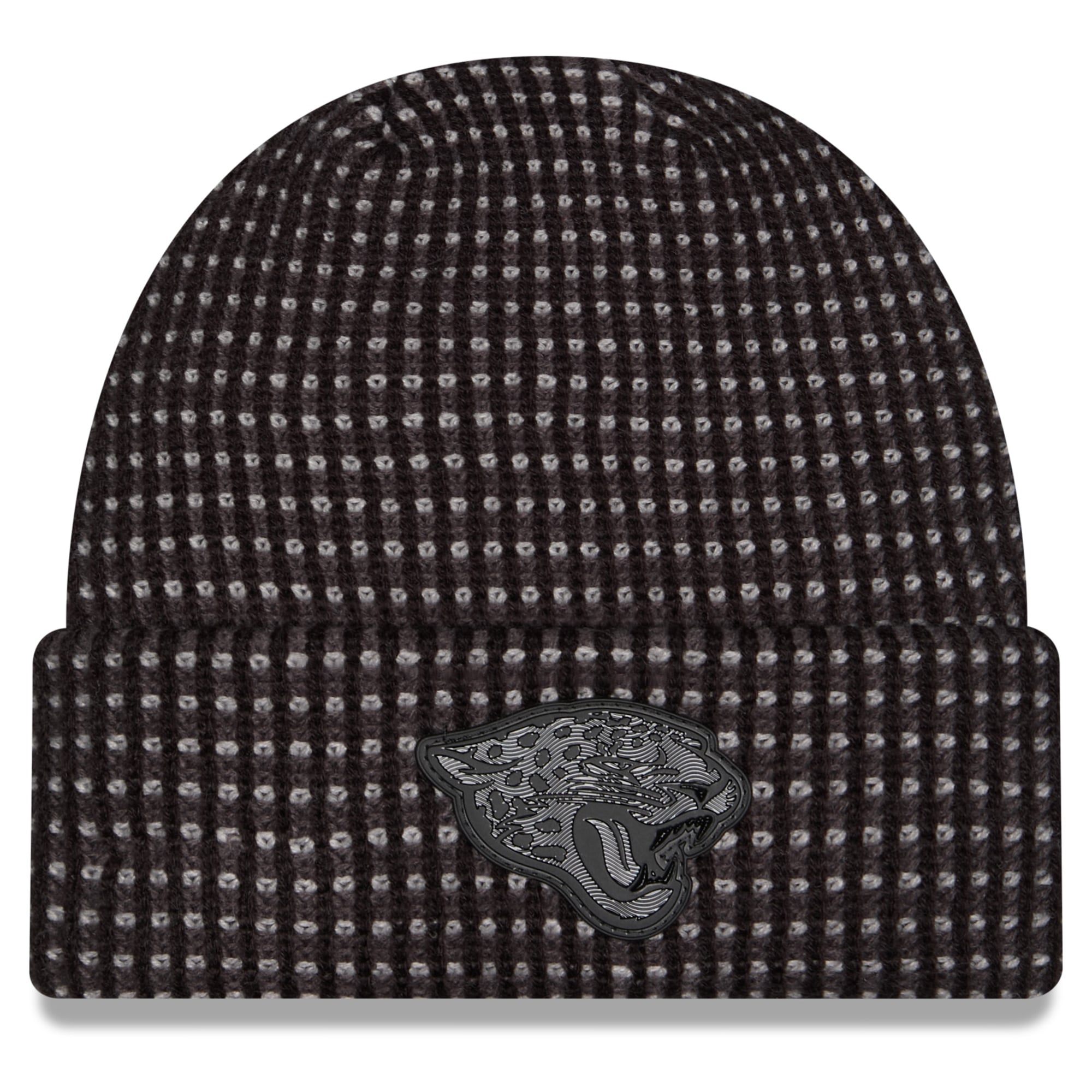 Bonnet à revers New Era noir pour homme, modèle Jacksonville Jaguars 2026, idéal pour les temps froids.