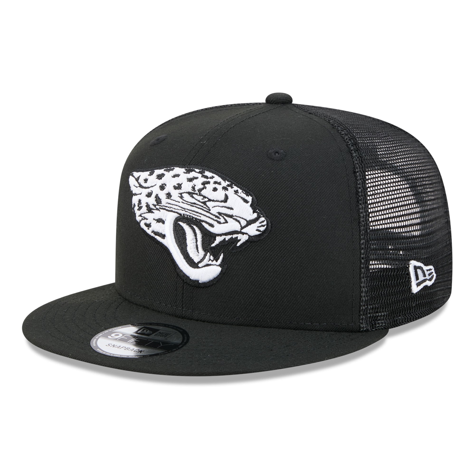 Casquette trucker New Era 9FIFTY noire et blanche Jacksonville Jaguars pour homme