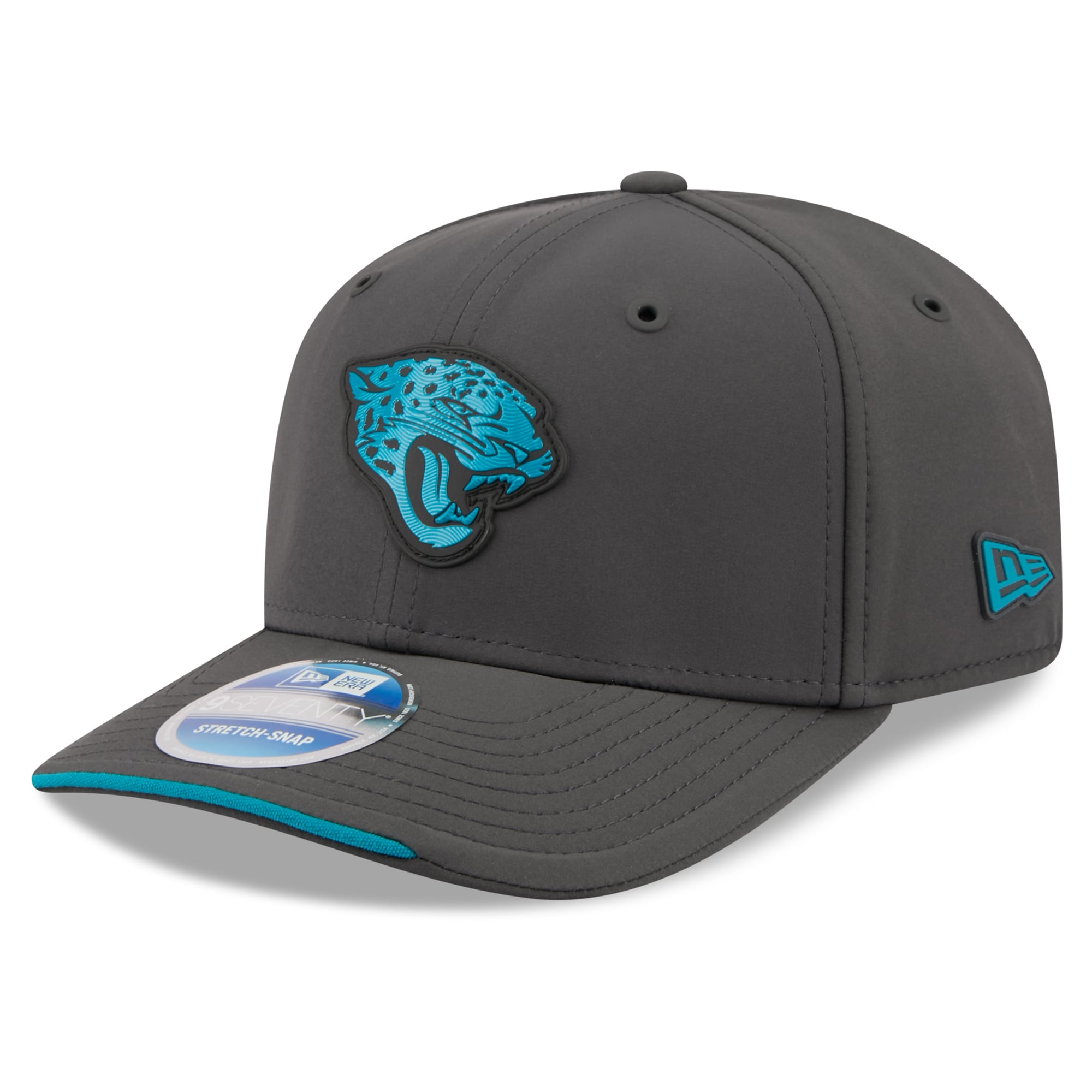 Casquette ajustable New Era anthracite Jacksonville Jaguars 2026 Sideline pour temps froid 9SEVENTY