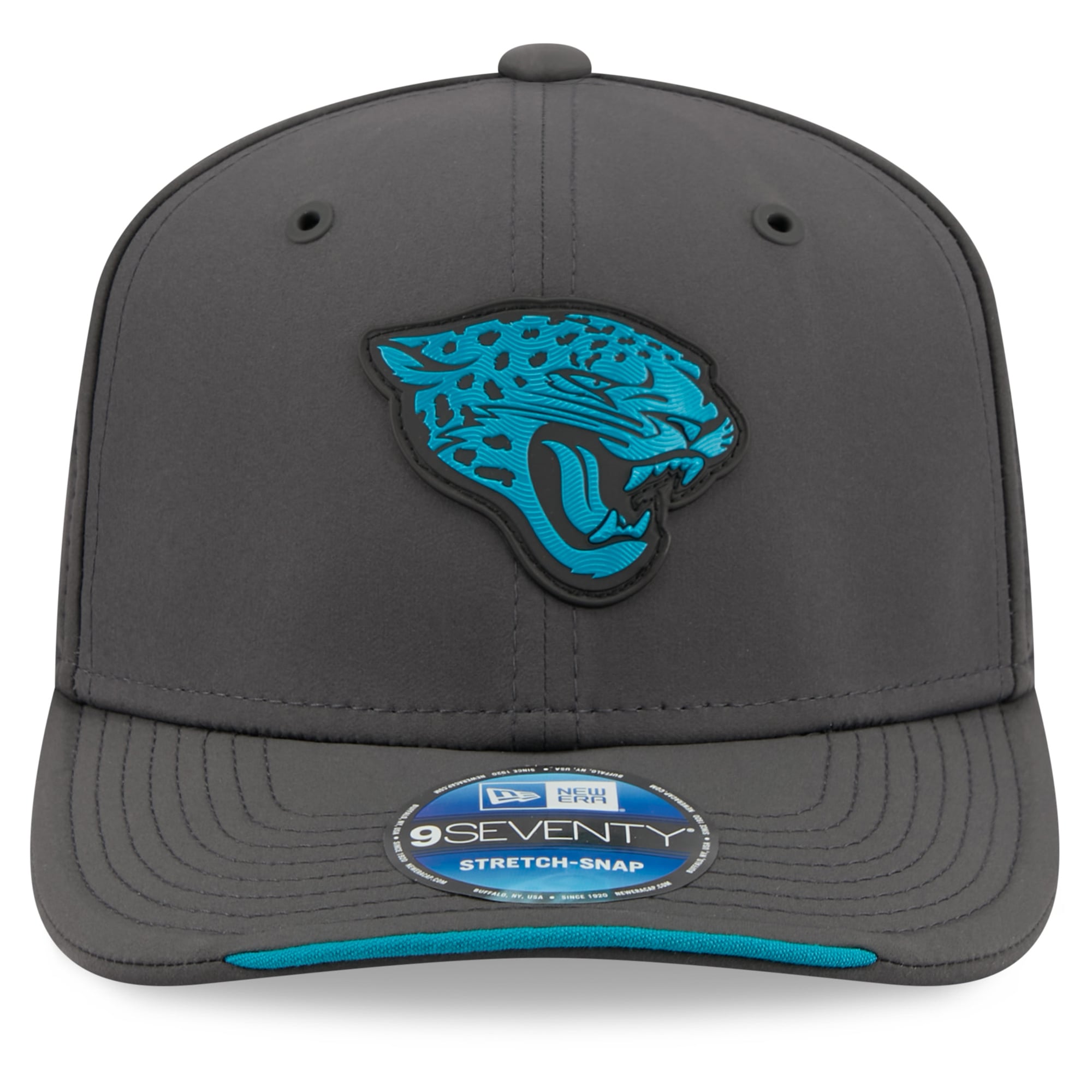 Casquette ajustable New Era anthracite Jacksonville Jaguars 2026 Sideline pour temps froid 9SEVENTY