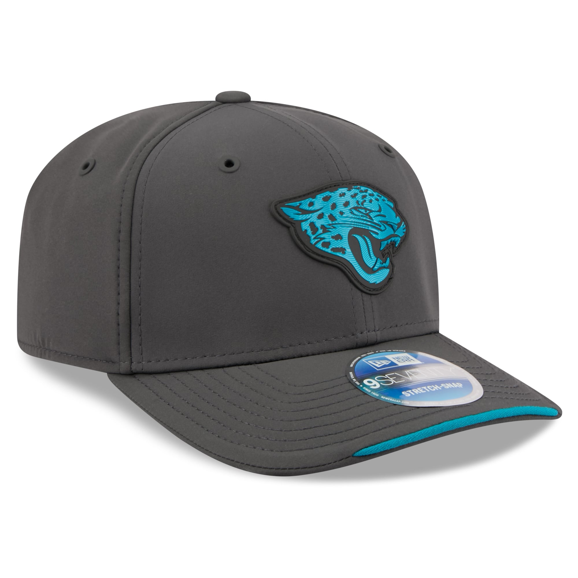 Casquette ajustable New Era anthracite Jacksonville Jaguars 2026 Sideline pour temps froid 9SEVENTY