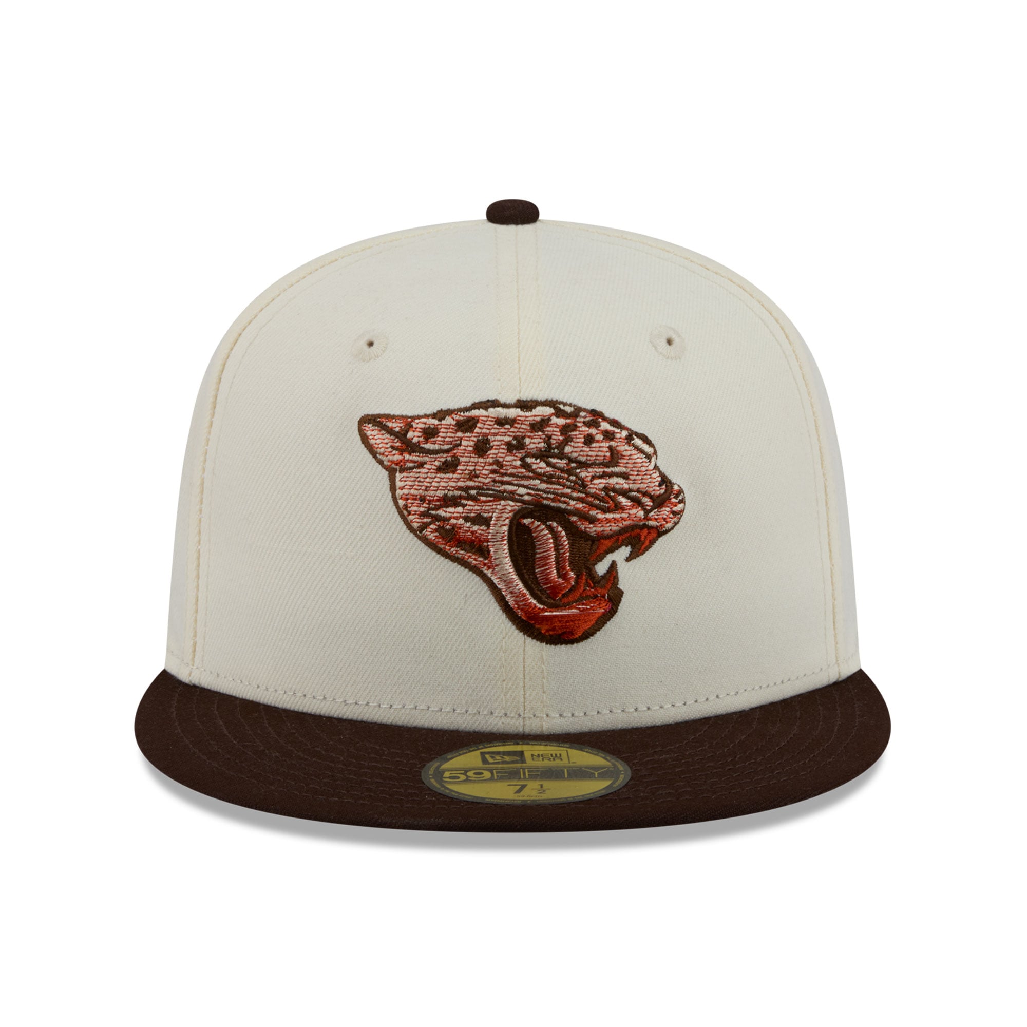 Casquette ajustée New Era 59FIFTY pour homme, couleur crème/marron, Jacksonville Jaguars, motif citrouille épicée